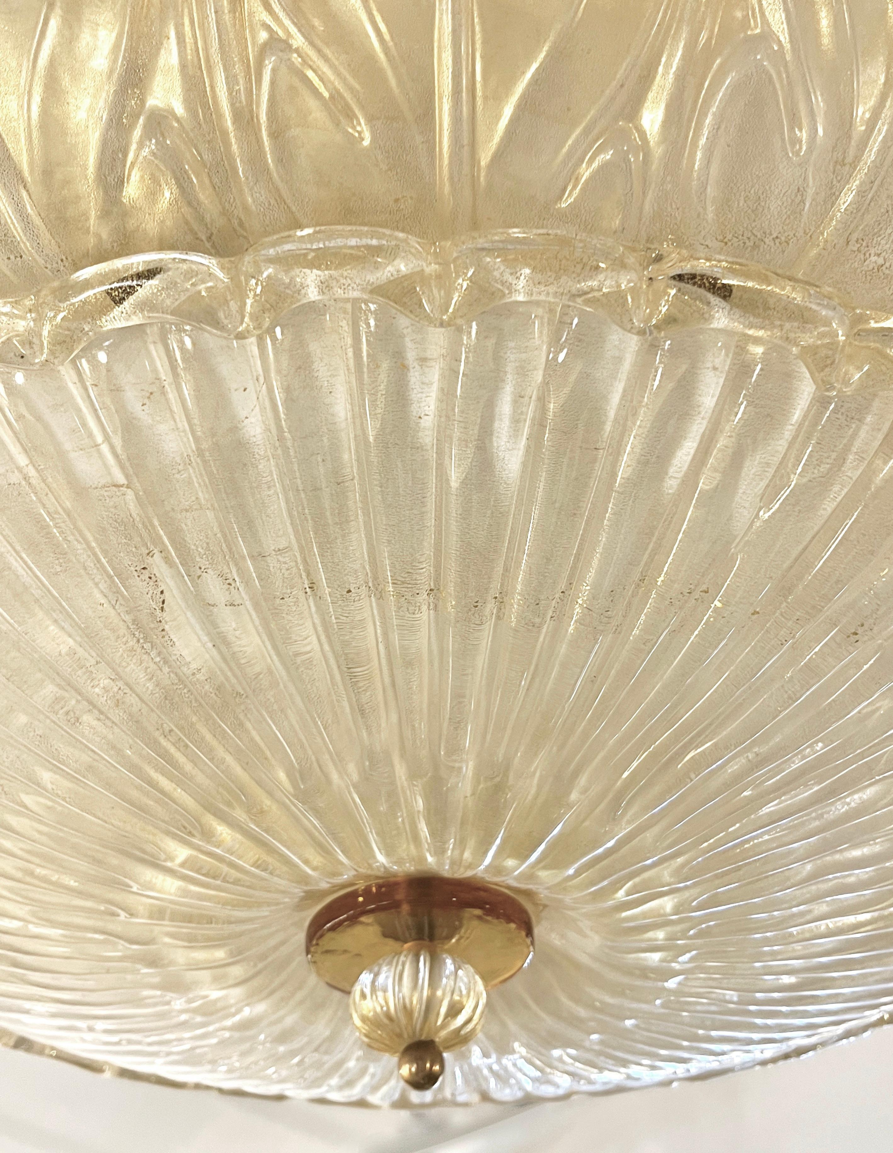 Lampadario ad incasso in vetro di Murano bianco perla e oro di Italian Leaf Decor 1980 in vendita 2