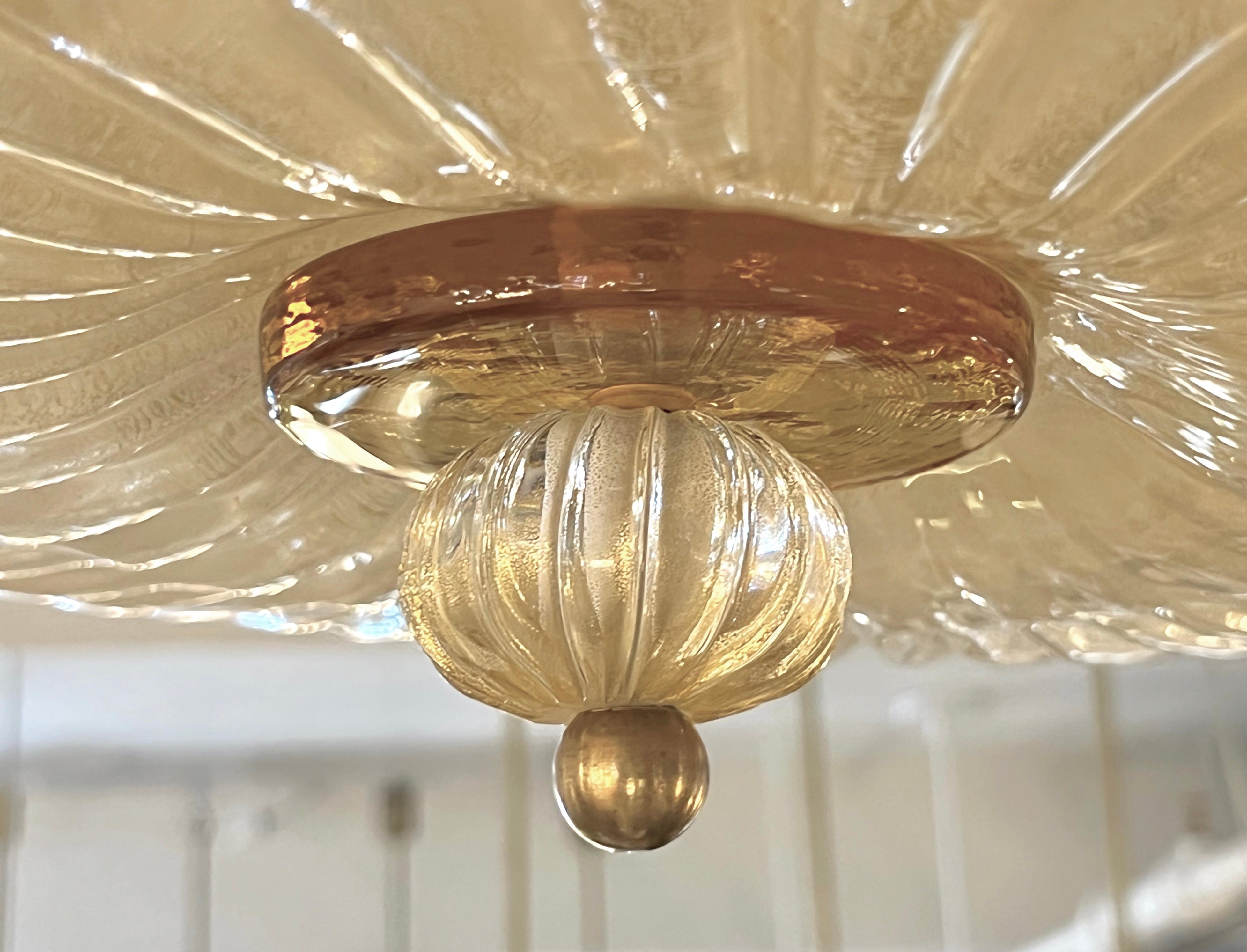 Lampadario ad incasso in vetro di Murano bianco perla e oro di Italian Leaf Decor 1980 in vendita 3