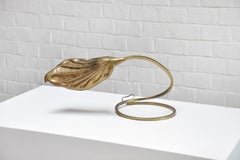 Italian Leaf Shaped Table Lamp in Brass by Tommaso Barbi for Carlo Giorgi, 1970s
