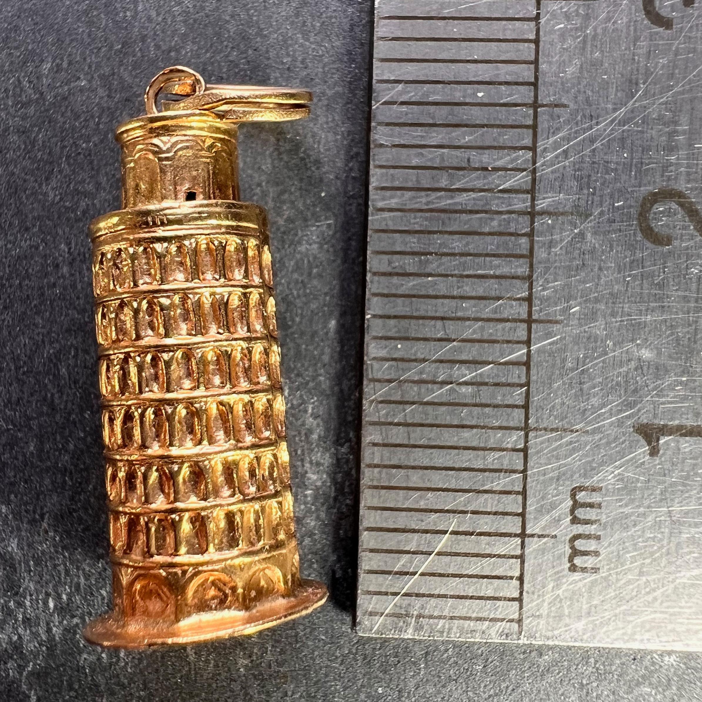 Italian Leaning Tower of Pisa 18K Yellow Gold Charm Pendant For Sale 6