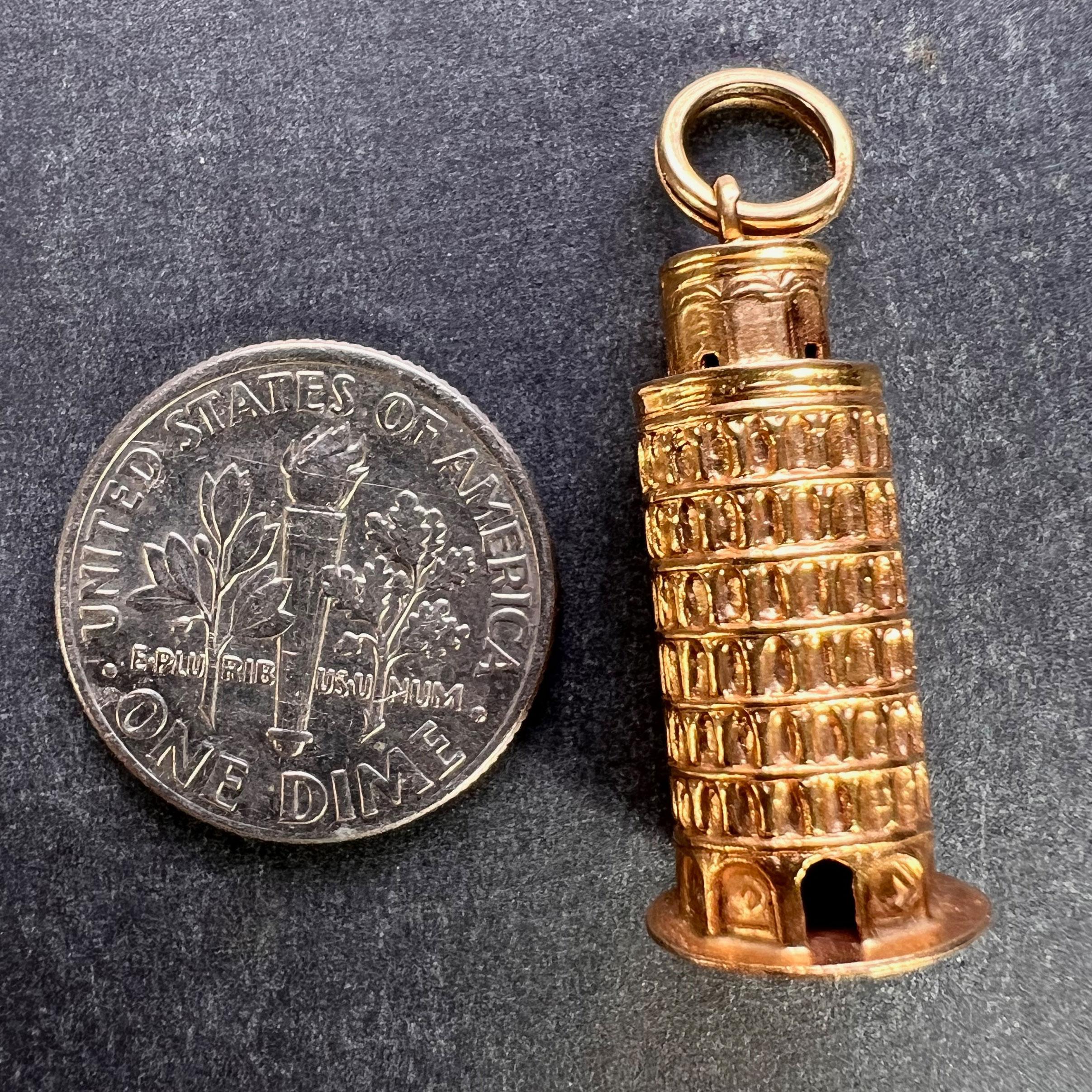 Italian Leaning Tower of Pisa 18K Yellow Gold Charm Pendant For Sale 7
