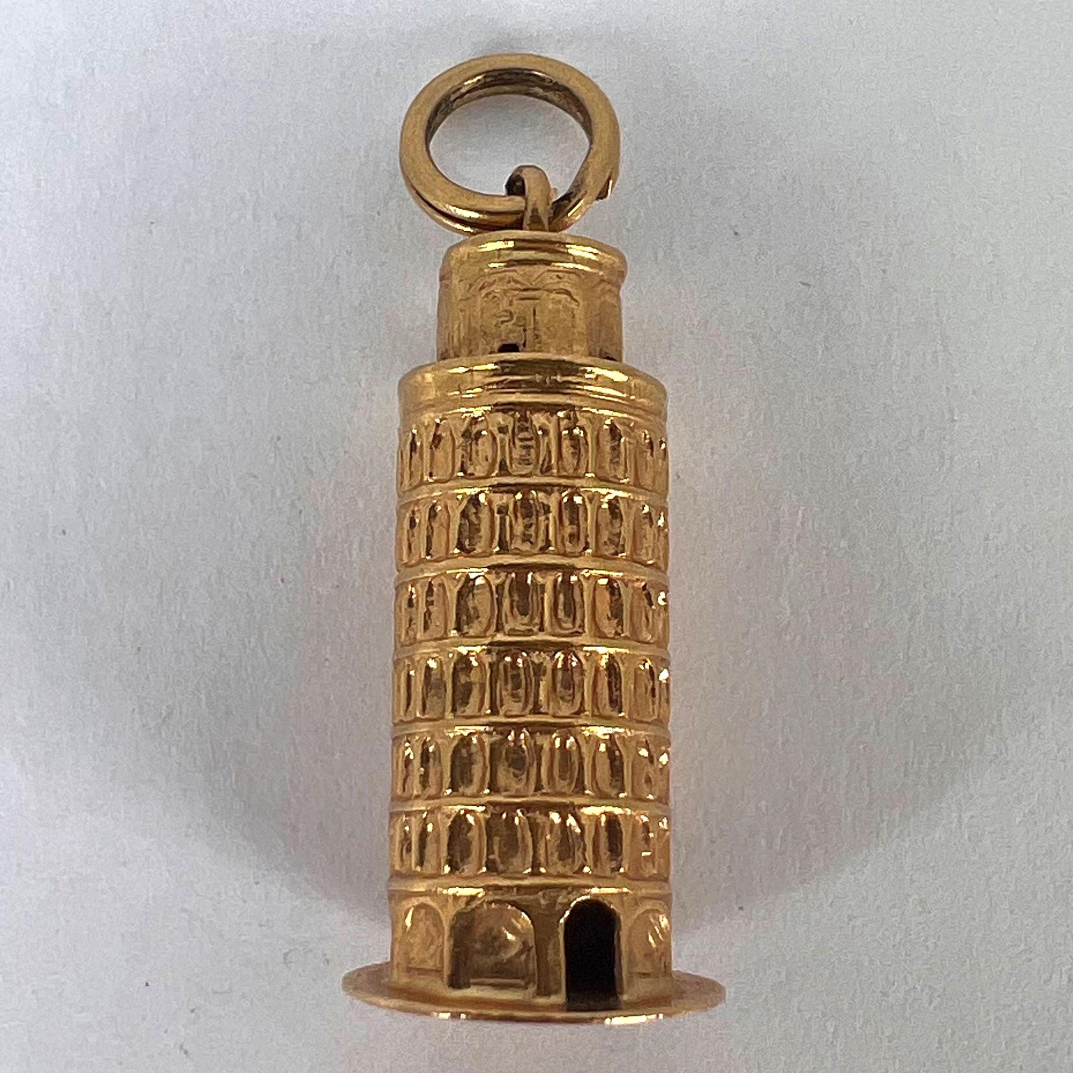 Italian Leaning Tower of Pisa 18K Yellow Gold Charm Pendant For Sale 10