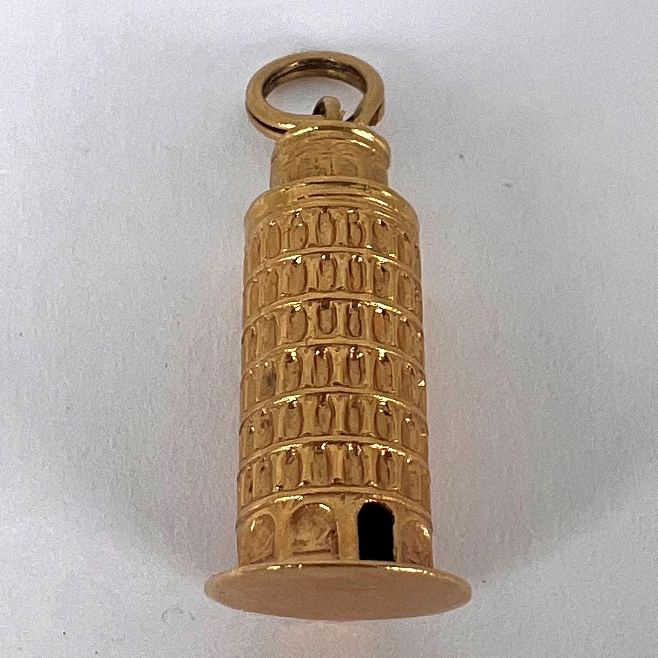 Italian Leaning Tower of Pisa 18K Yellow Gold Charm Pendant For Sale 11