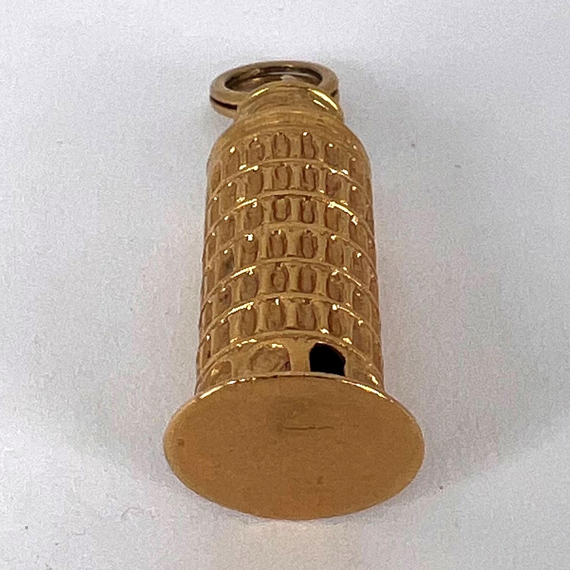 Italian Leaning Tower of Pisa 18K Yellow Gold Charm Pendant For Sale 12