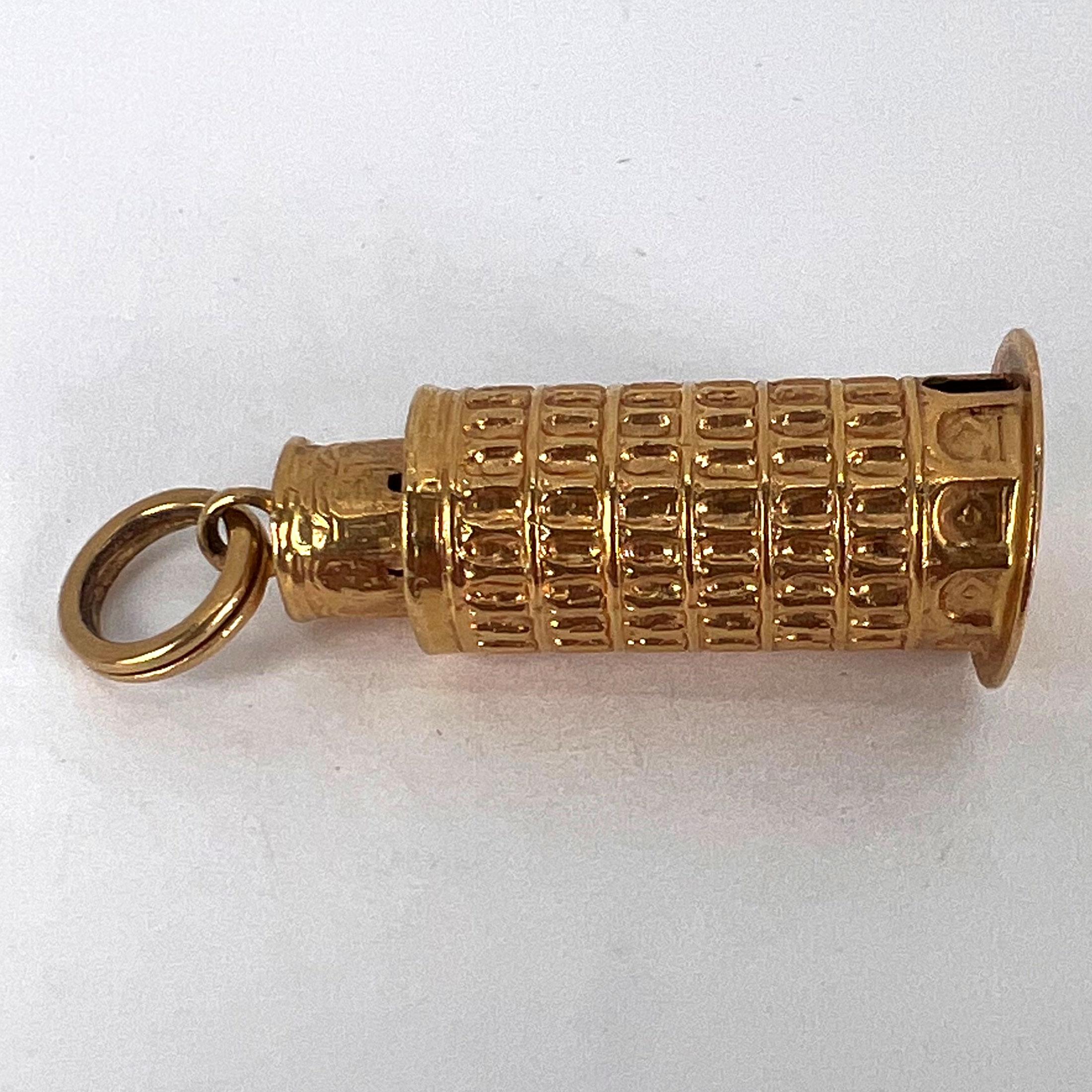 Italian Leaning Tower of Pisa 18K Yellow Gold Charm Pendant For Sale 13