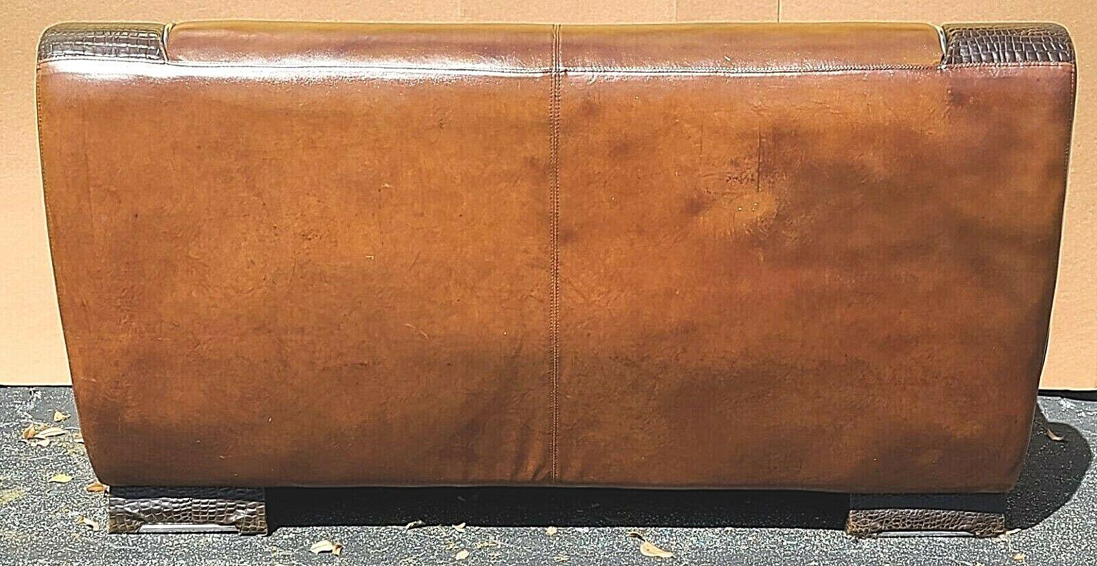 Hand-Crafted Italian Leather & Alligator Skin Settee 1970s Custom Made For Sale