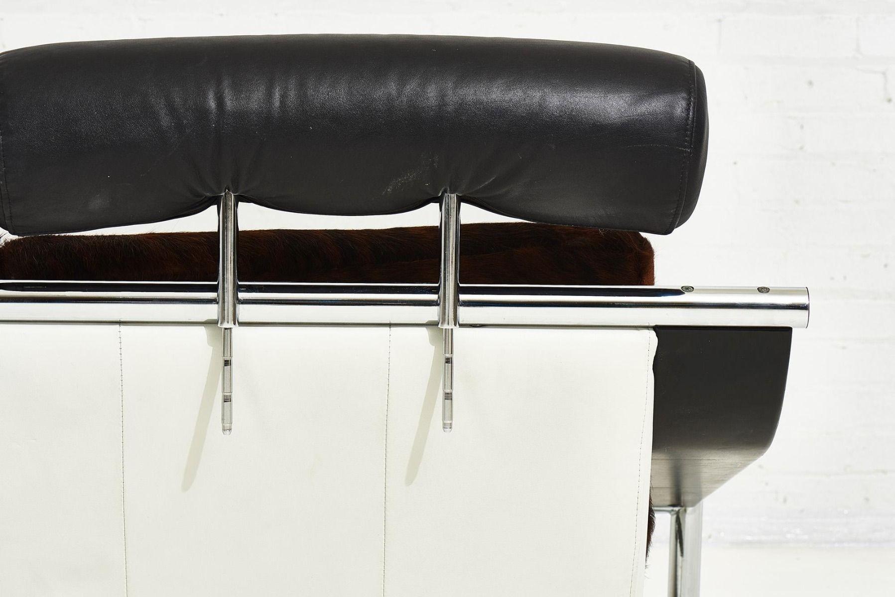 Italian Leather and Chrome Settee Adjustable Headrests 2