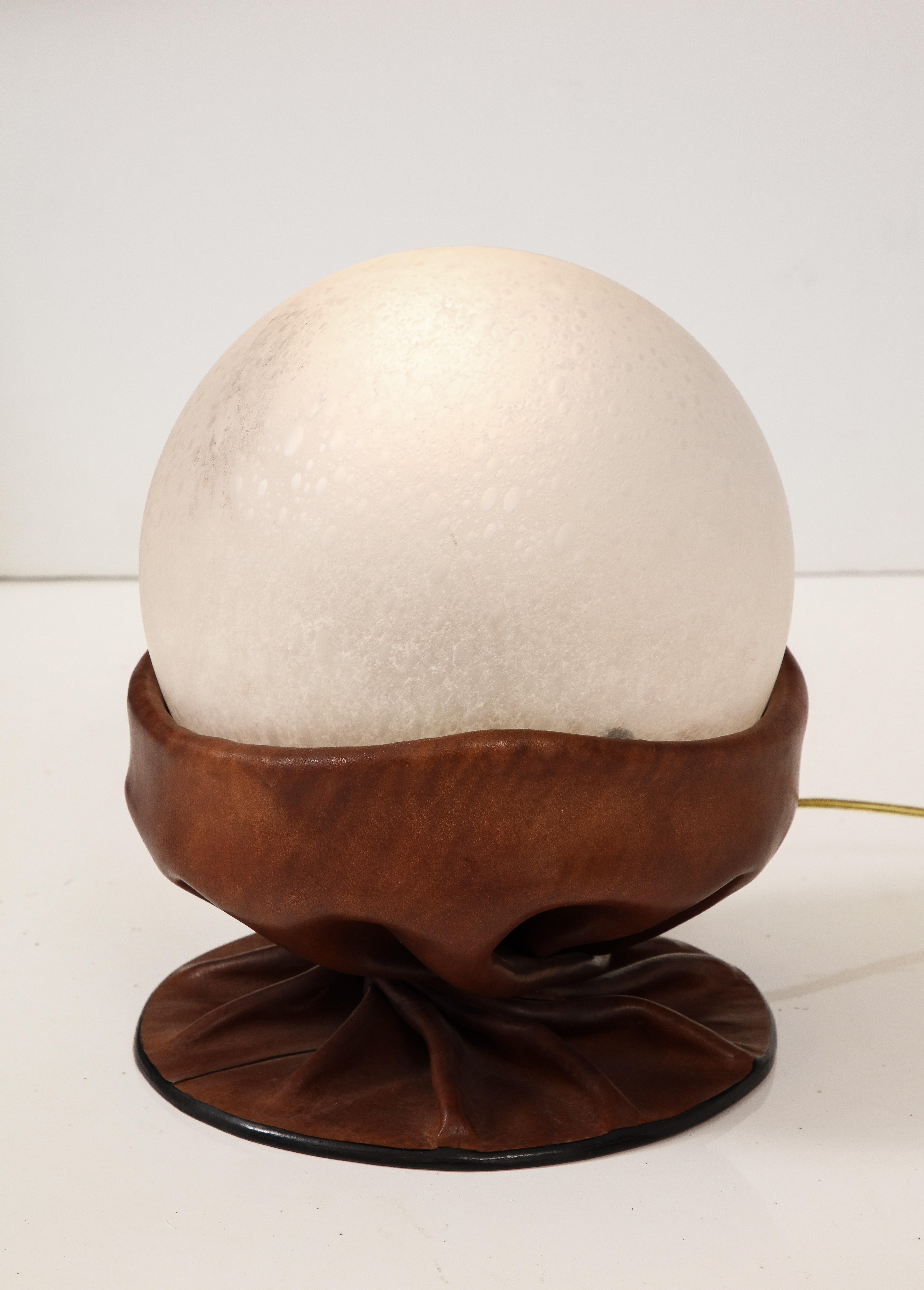 Italian Leather and Glass Globe Lamp by Nova Tecno, 1960's For Sale 5