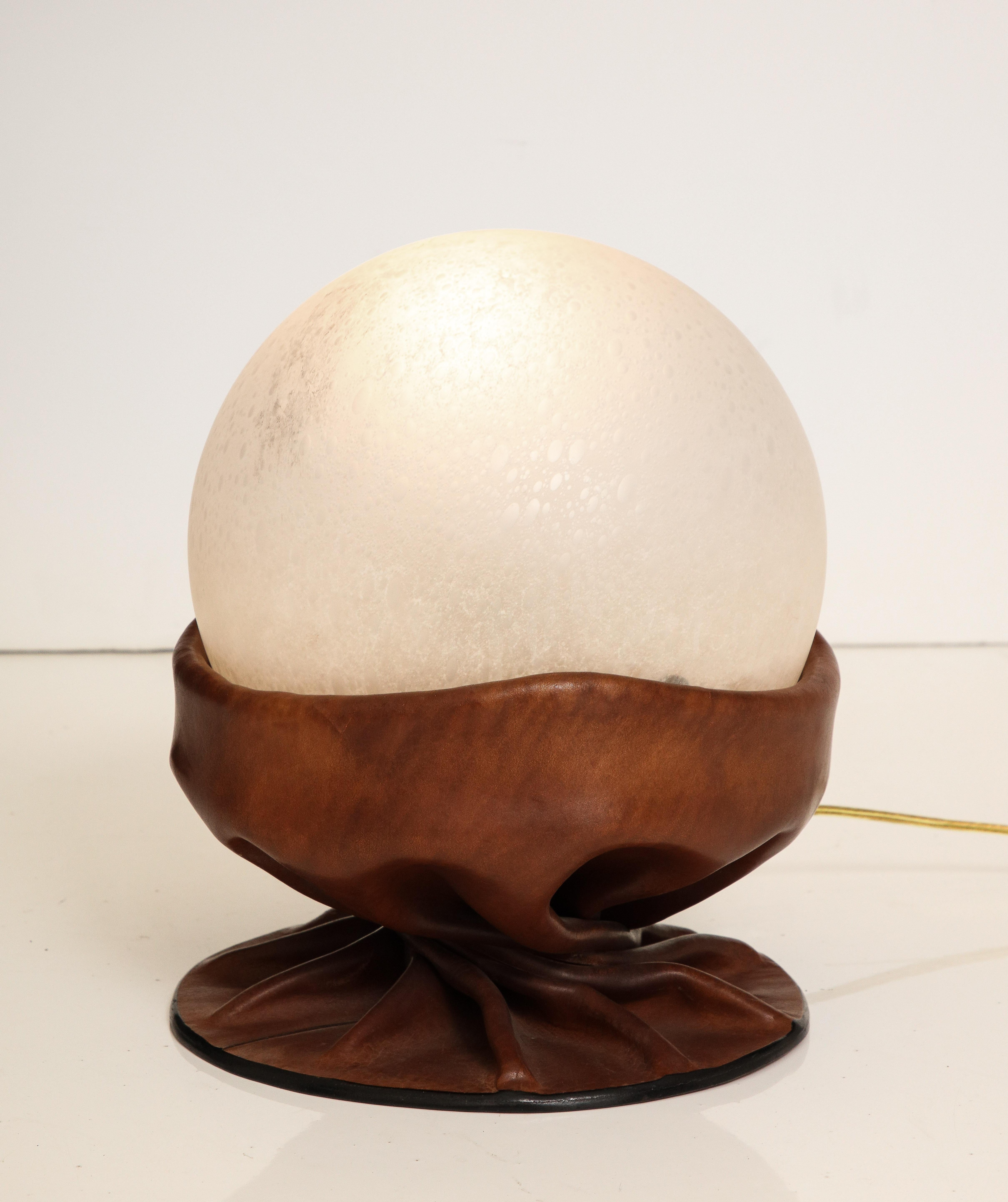 Italian Leather and Glass Globe Lamp by Nova Tecno, 1960's For Sale 7
