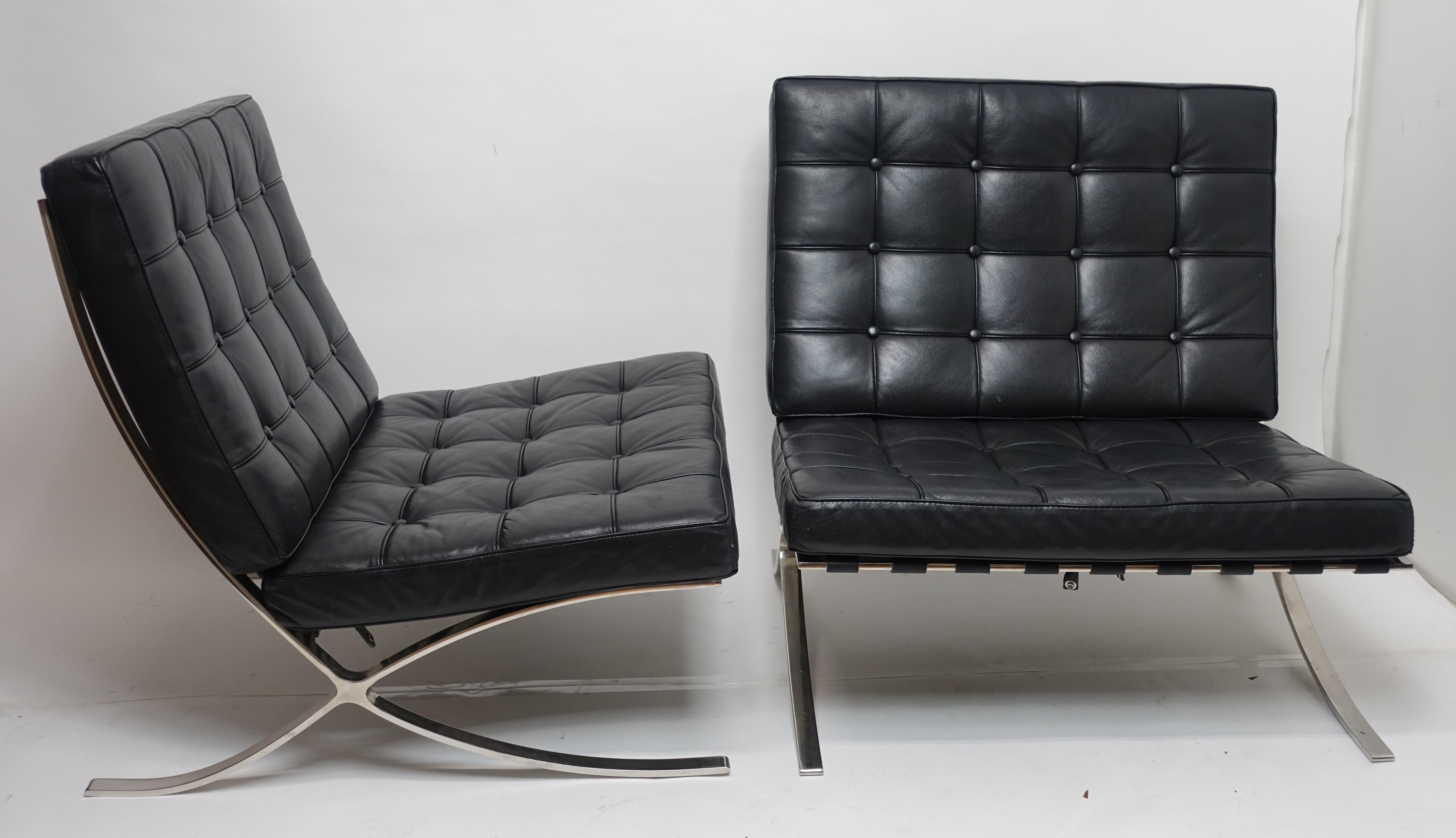 Barcelona Lounge-Stühle aus italienischem Leder und poliertem Stahl, 4er-Set (Moderne der Mitte des Jahrhunderts) im Angebot