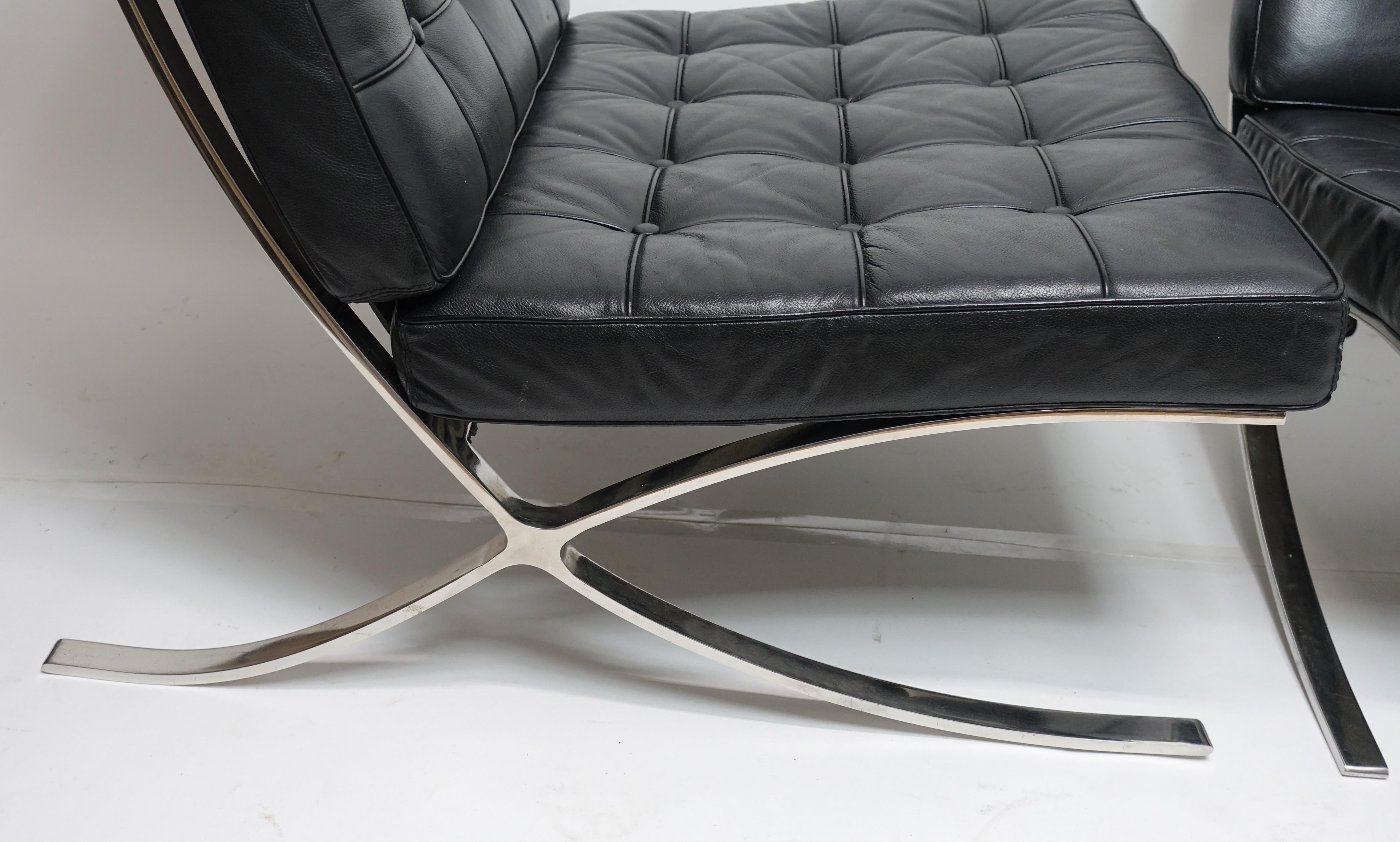 Barcelona Lounge-Stühle aus italienischem Leder und poliertem Stahl, 4er-Set (Italienisch) im Angebot