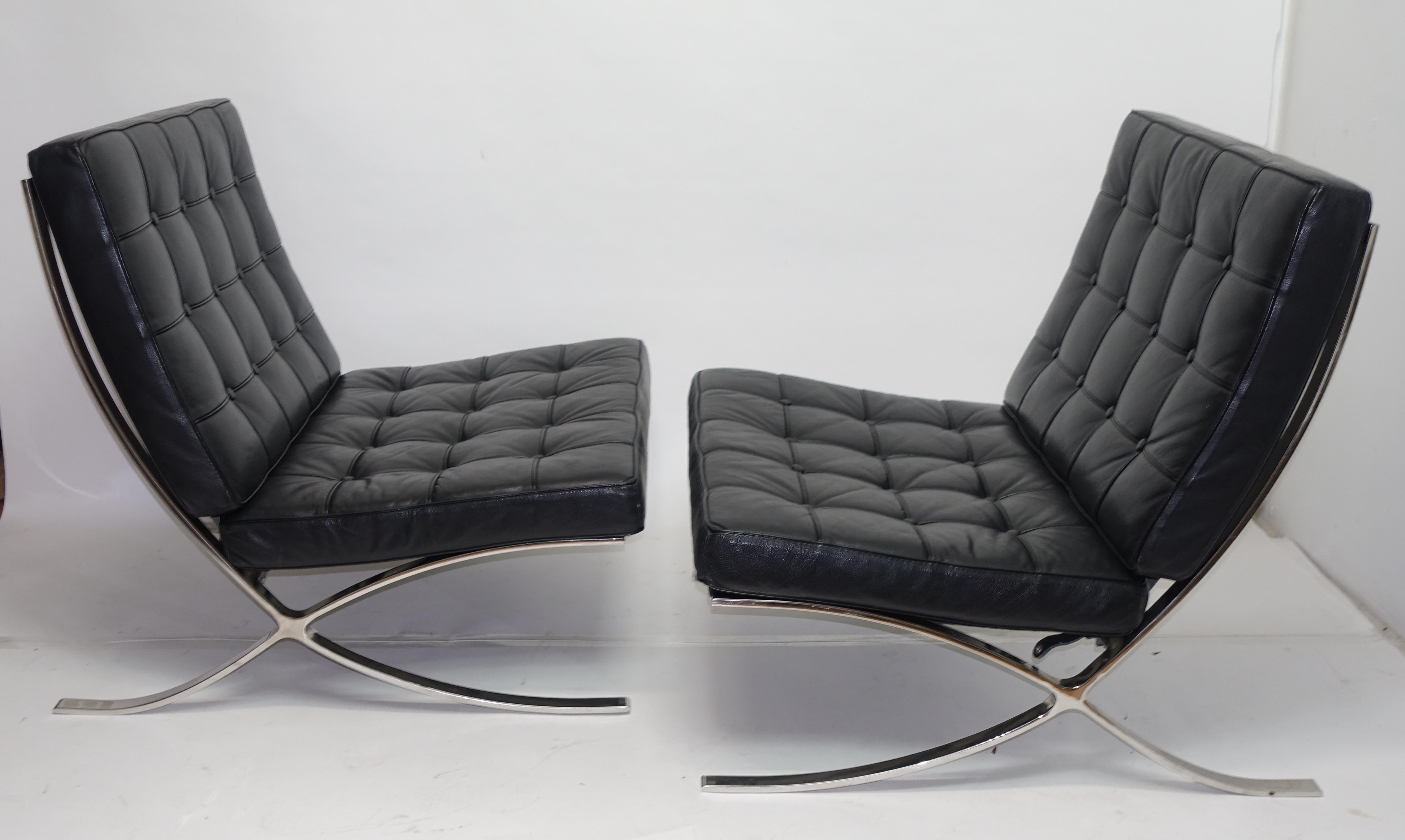 Barcelona Lounge-Stühle aus italienischem Leder und poliertem Stahl, 4er-Set im Zustand „Gut“ im Angebot in San Francisco, CA