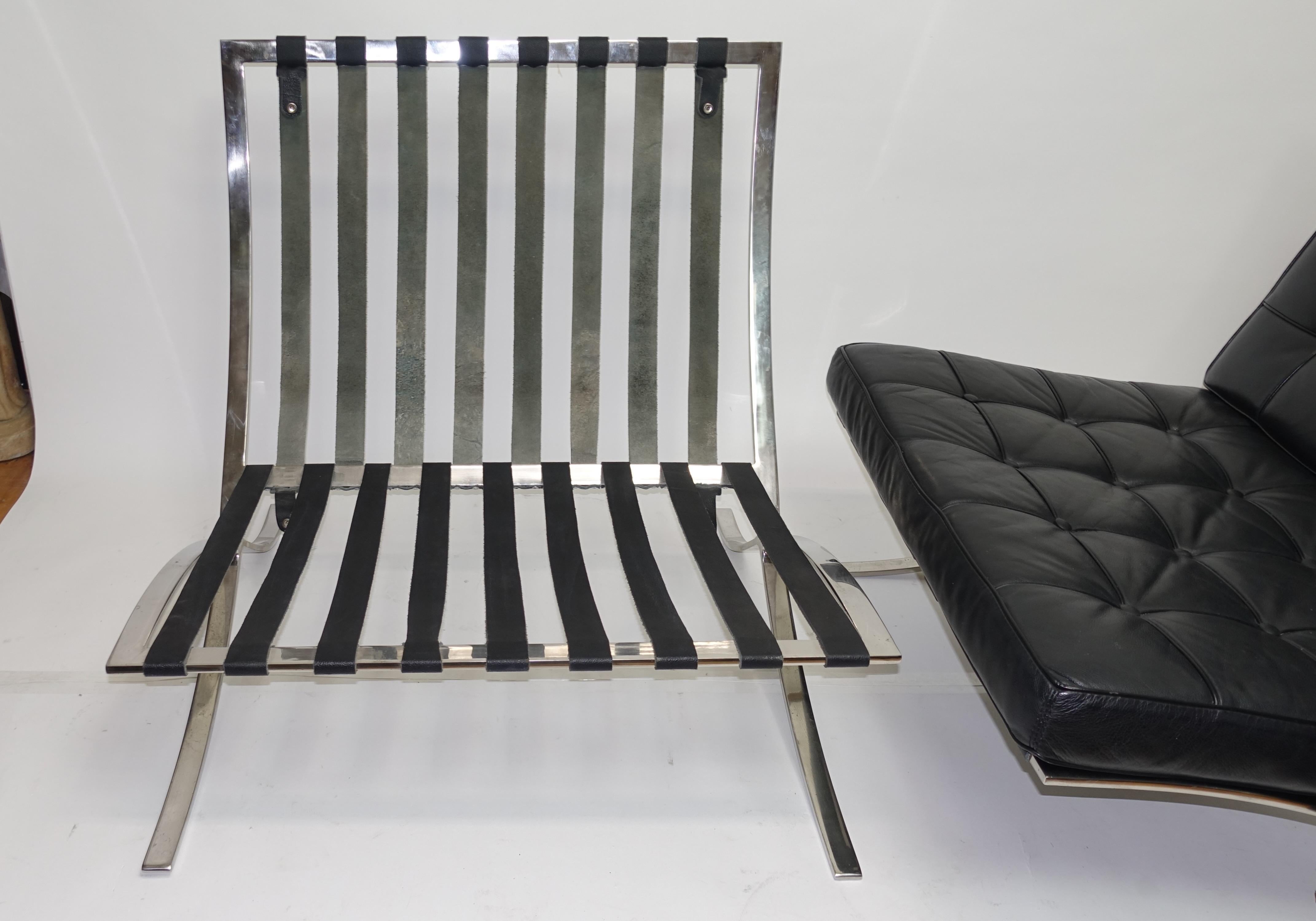 Barcelona Lounge-Stühle aus italienischem Leder und poliertem Stahl, 4er-Set (20. Jahrhundert) im Angebot