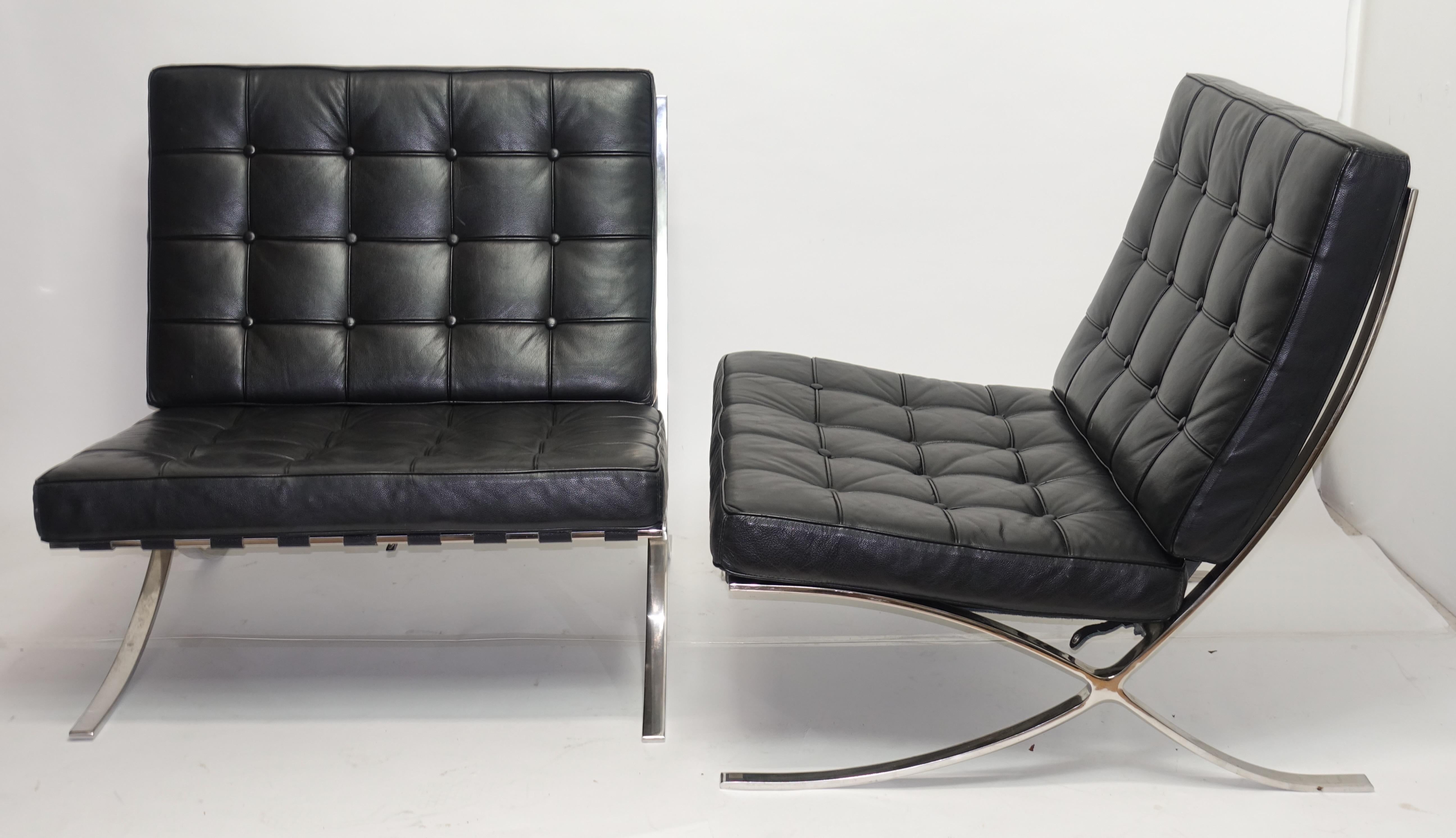 Barcelona Lounge-Stühle aus italienischem Leder und poliertem Stahl, 4er-Set im Angebot 1