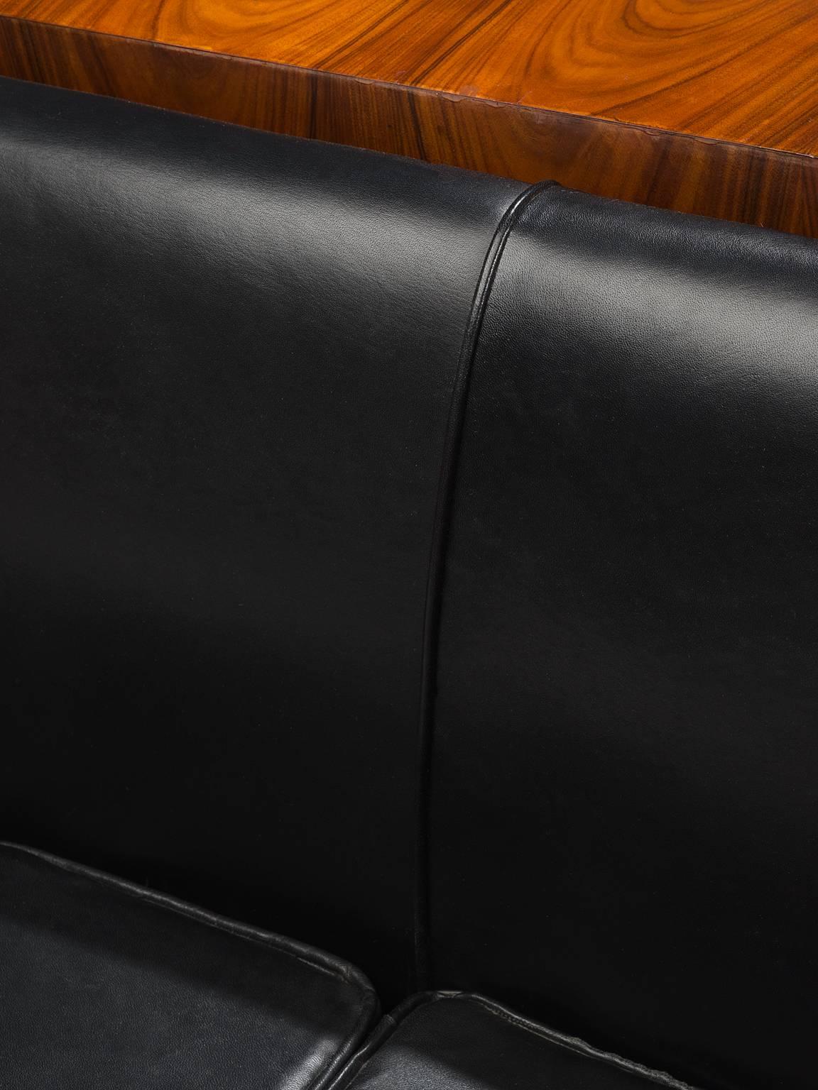 Italian Leather and Rosewood Sofa 2