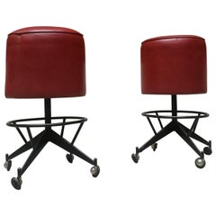 Italian Leather and Steel Stool