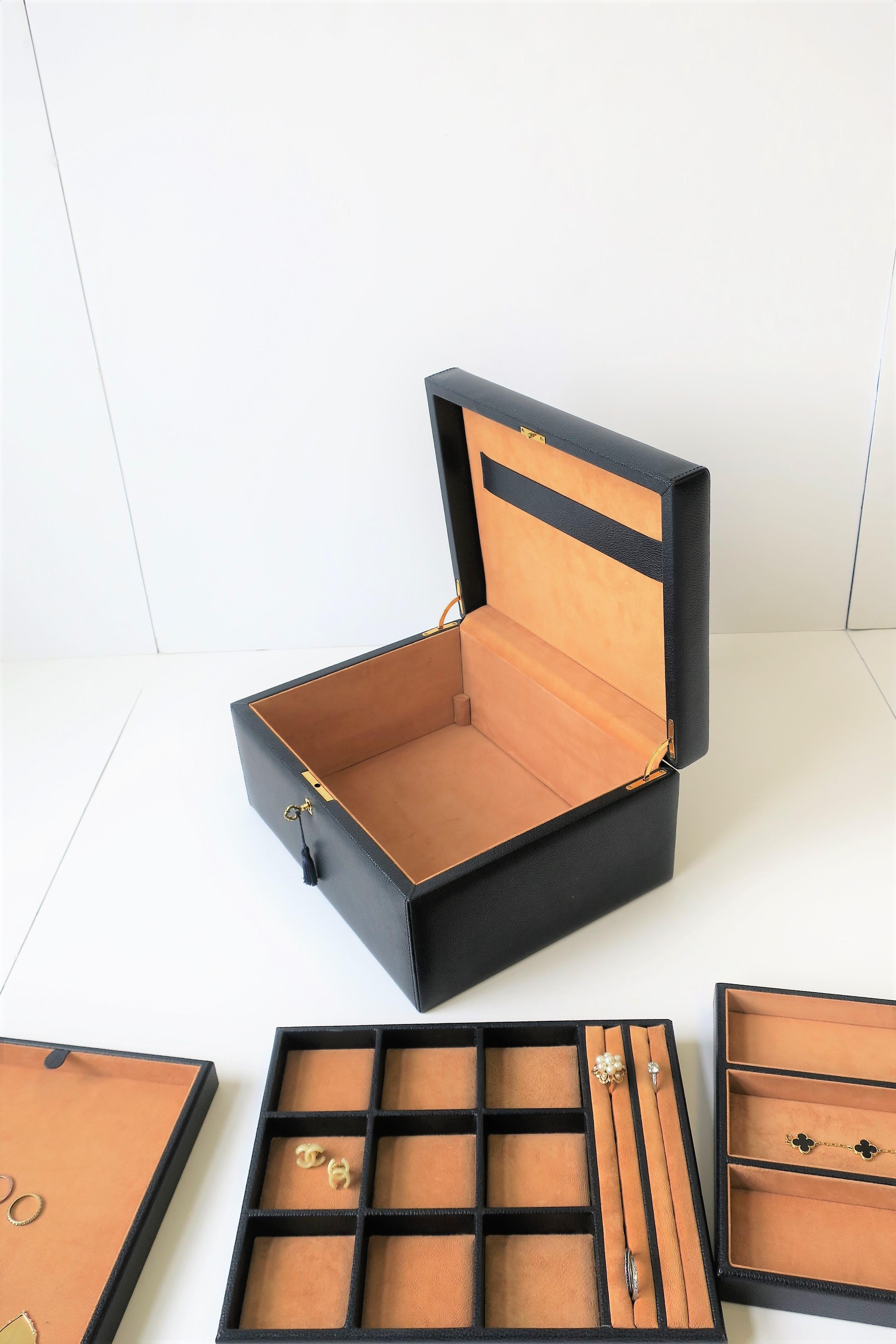 Contemporary Italian Leather and Suede Jewelry Box