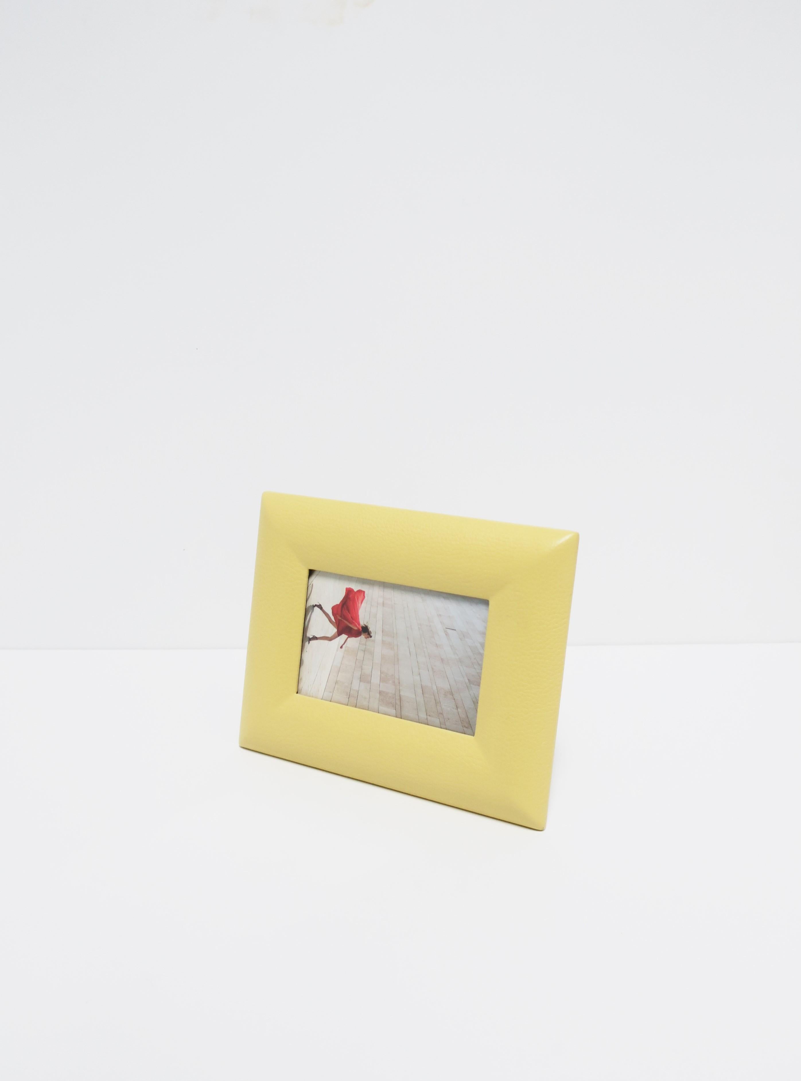Italian Yellow Leather and Suede Picture Frame For Sale 2
