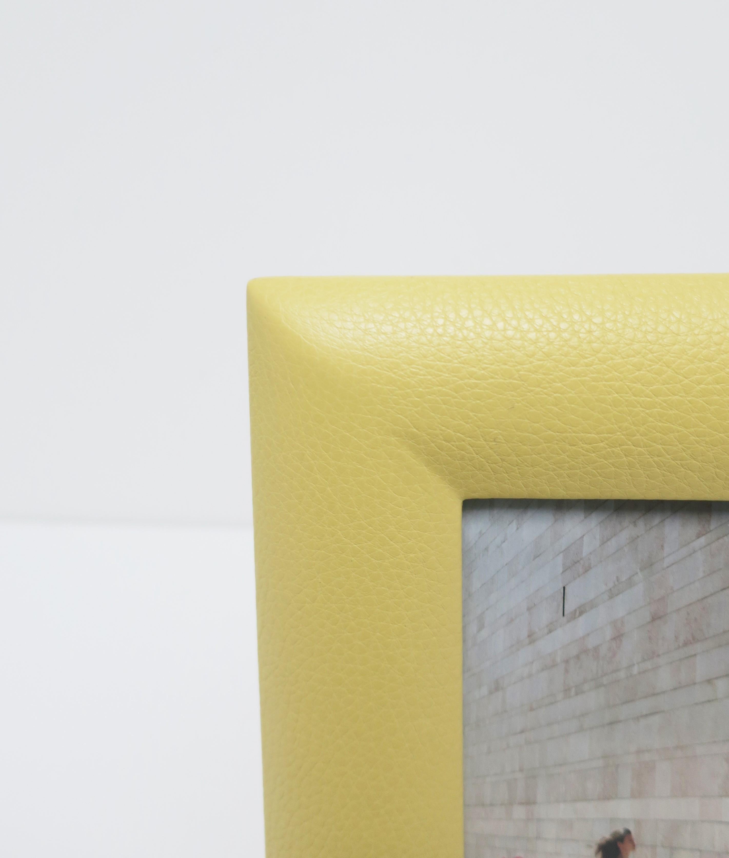 Italian Yellow Leather and Suede Picture Frame For Sale 4