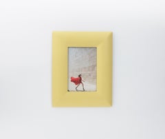 Italian Yellow Leather and Suede Picture Frame