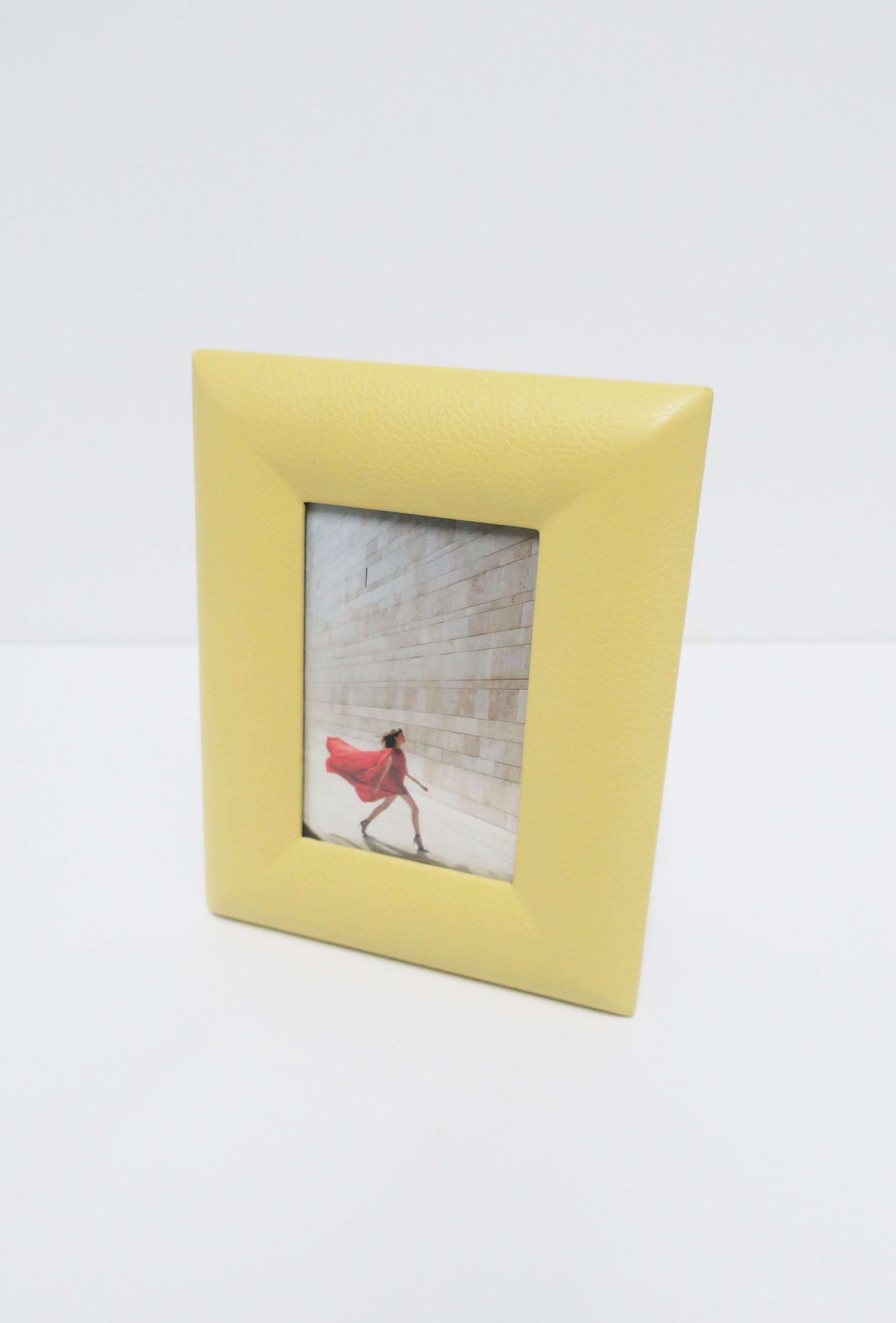 Modern Italian Yellow Leather and Suede Picture Frame For Sale