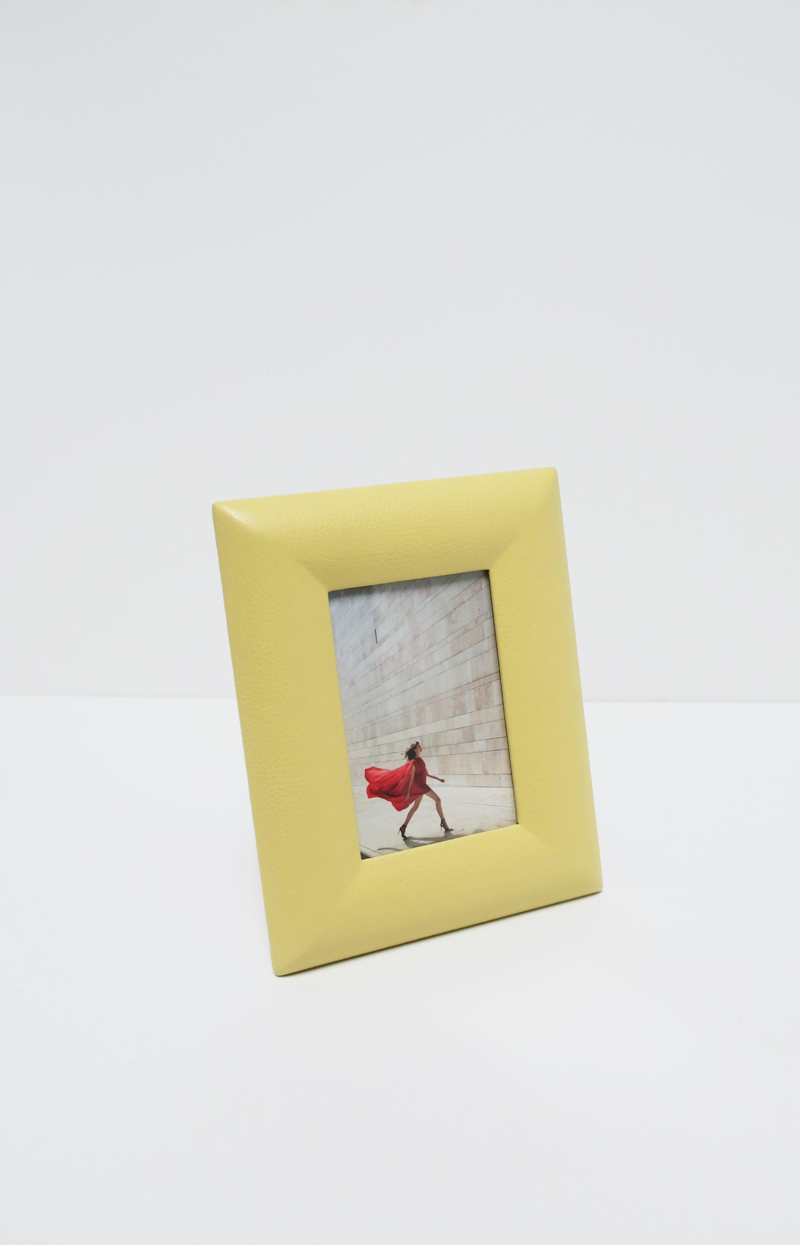 Contemporary Italian Yellow Leather and Suede Picture Frame For Sale
