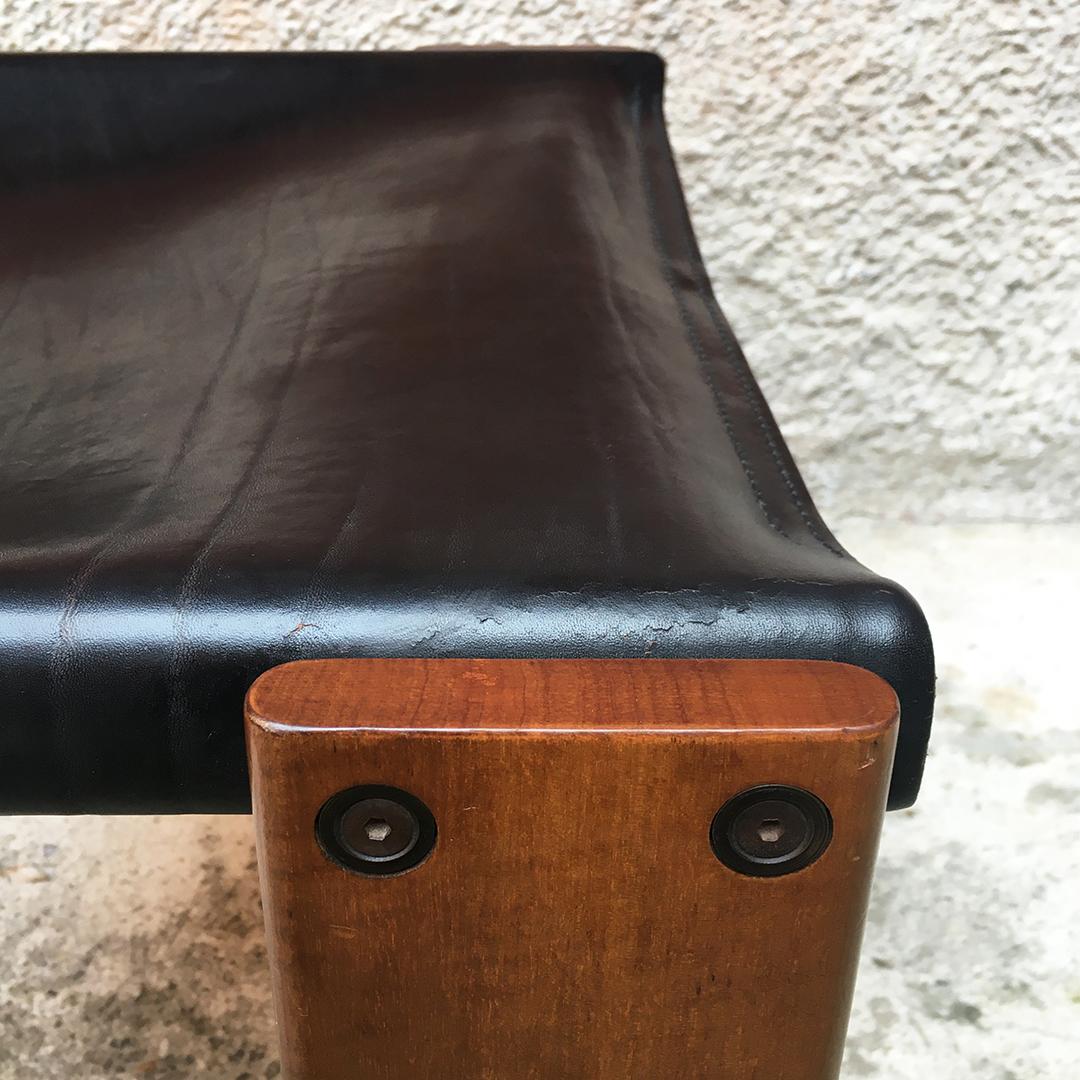 Italian Leather and Walnut Monk Chair by Afra & Tobia Scarpa for Molteni, 1970s 5