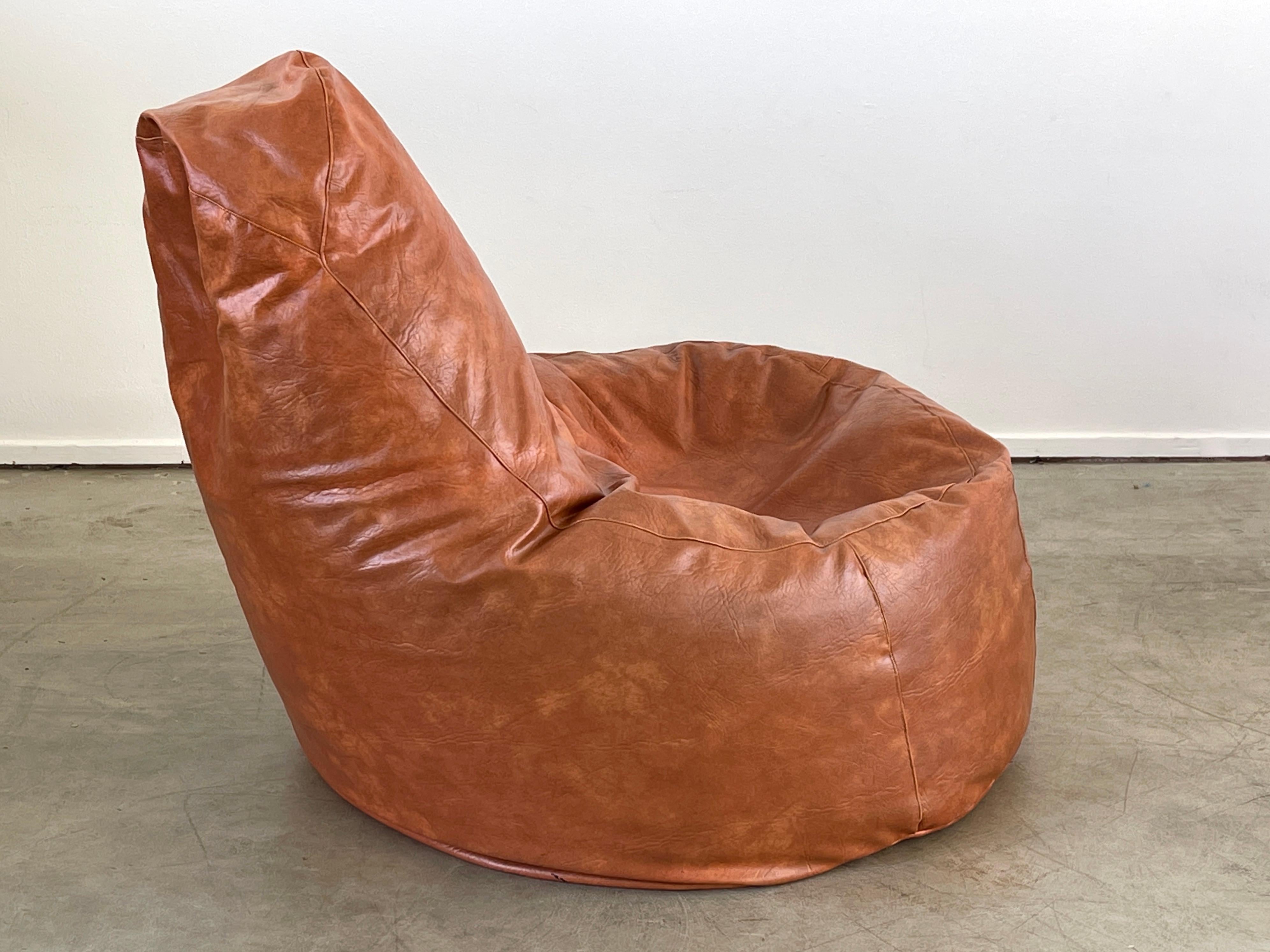 Italian Leather Beanbag Chairs In Good Condition In Beverly Hills, CA