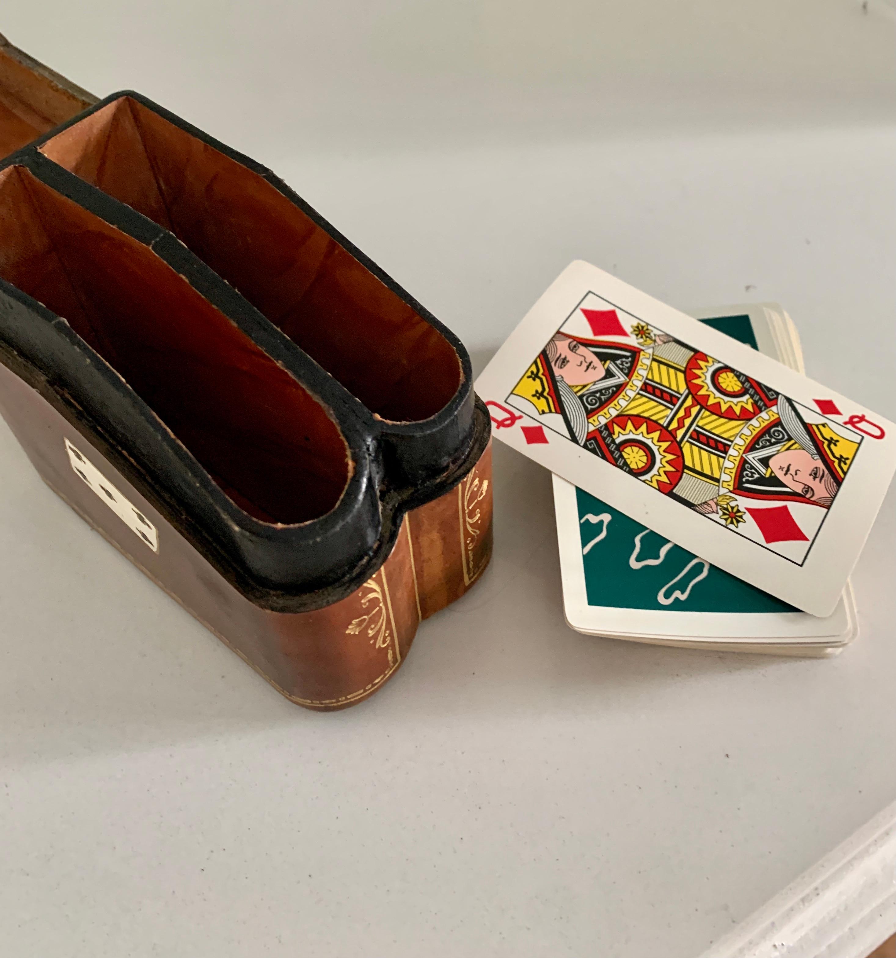 Italian Leather Bound Playing Card or 420 Holder in the Style of Gucci In Good Condition In Los Angeles, CA