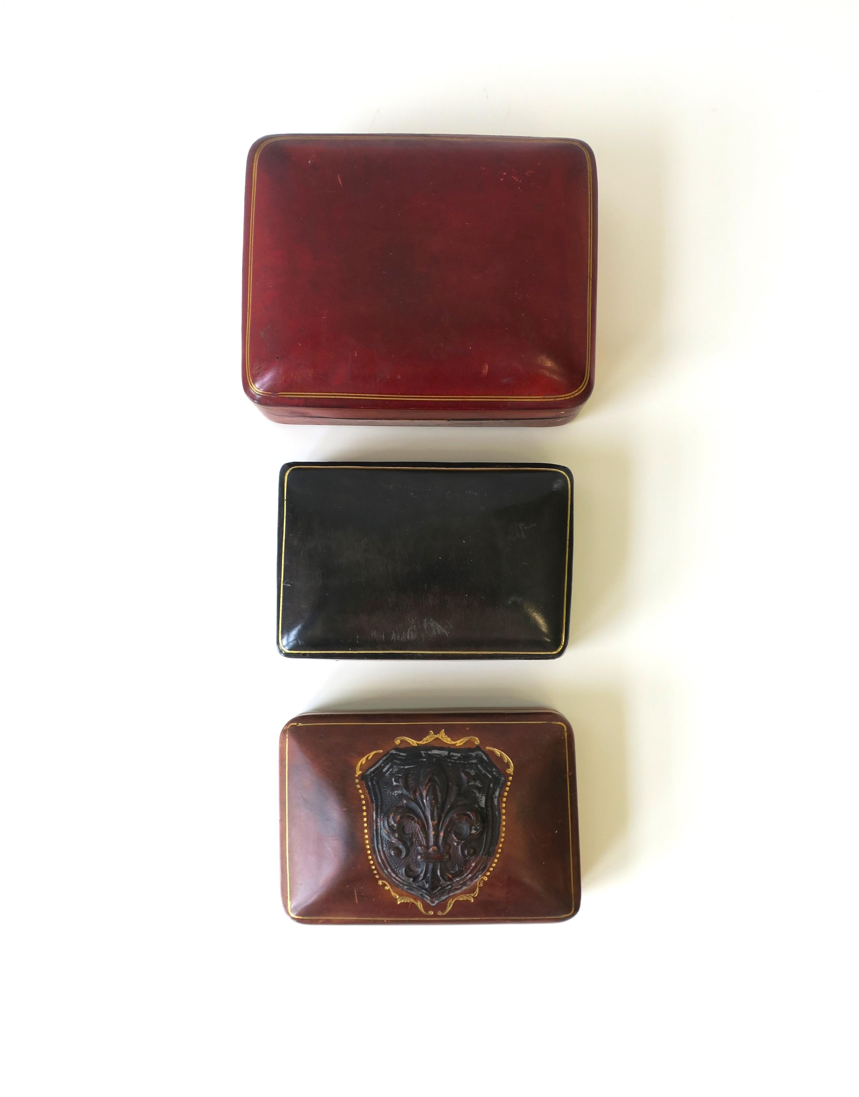 Italian Leather Box in Dark Grey Charcoal For Sale 5