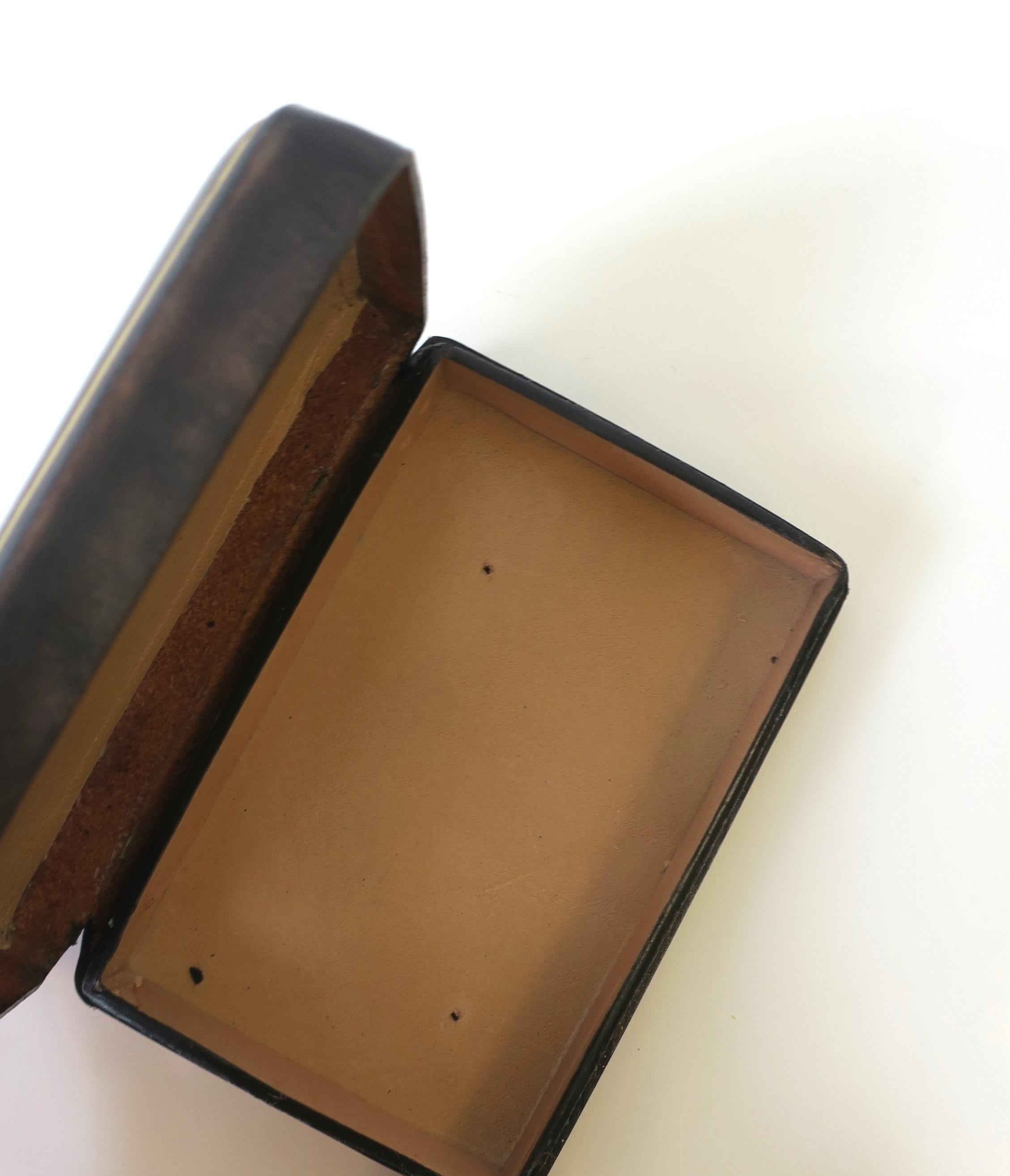 Italian Leather Box in Dark Grey Charcoal For Sale 1