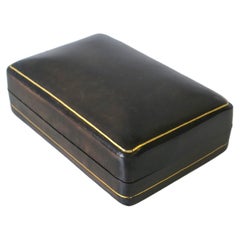 Vintage Italian Leather Box in Dark Grey Charcoal