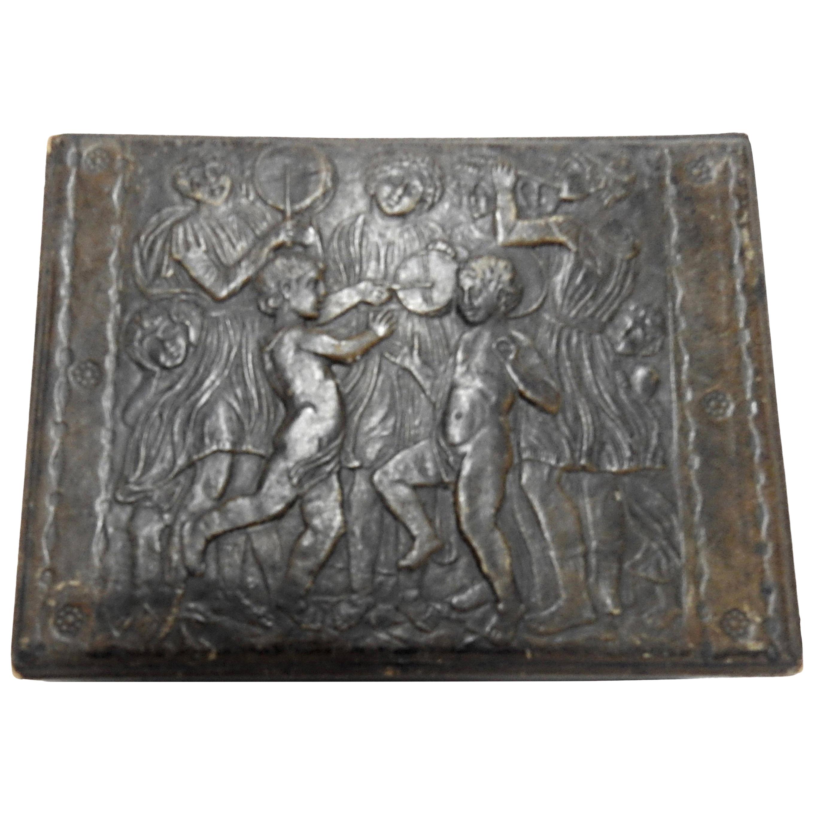 Italian Leather Box with Celebration Art Deco For Sale