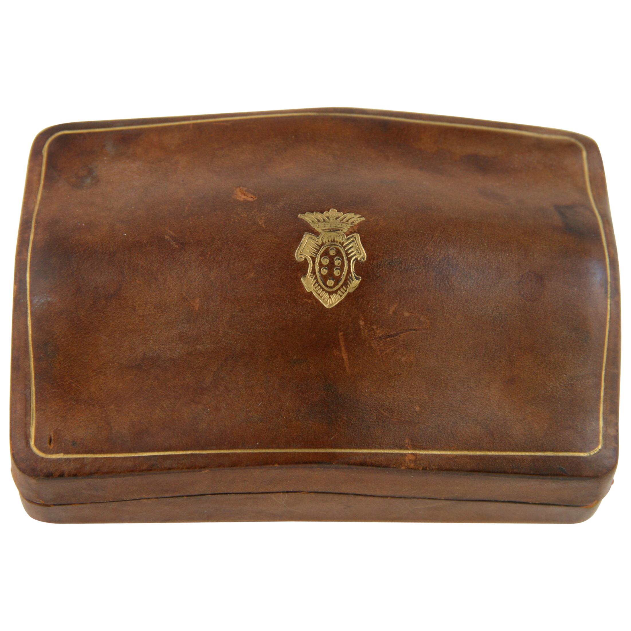 Italian Leather Box with Gold Embossing