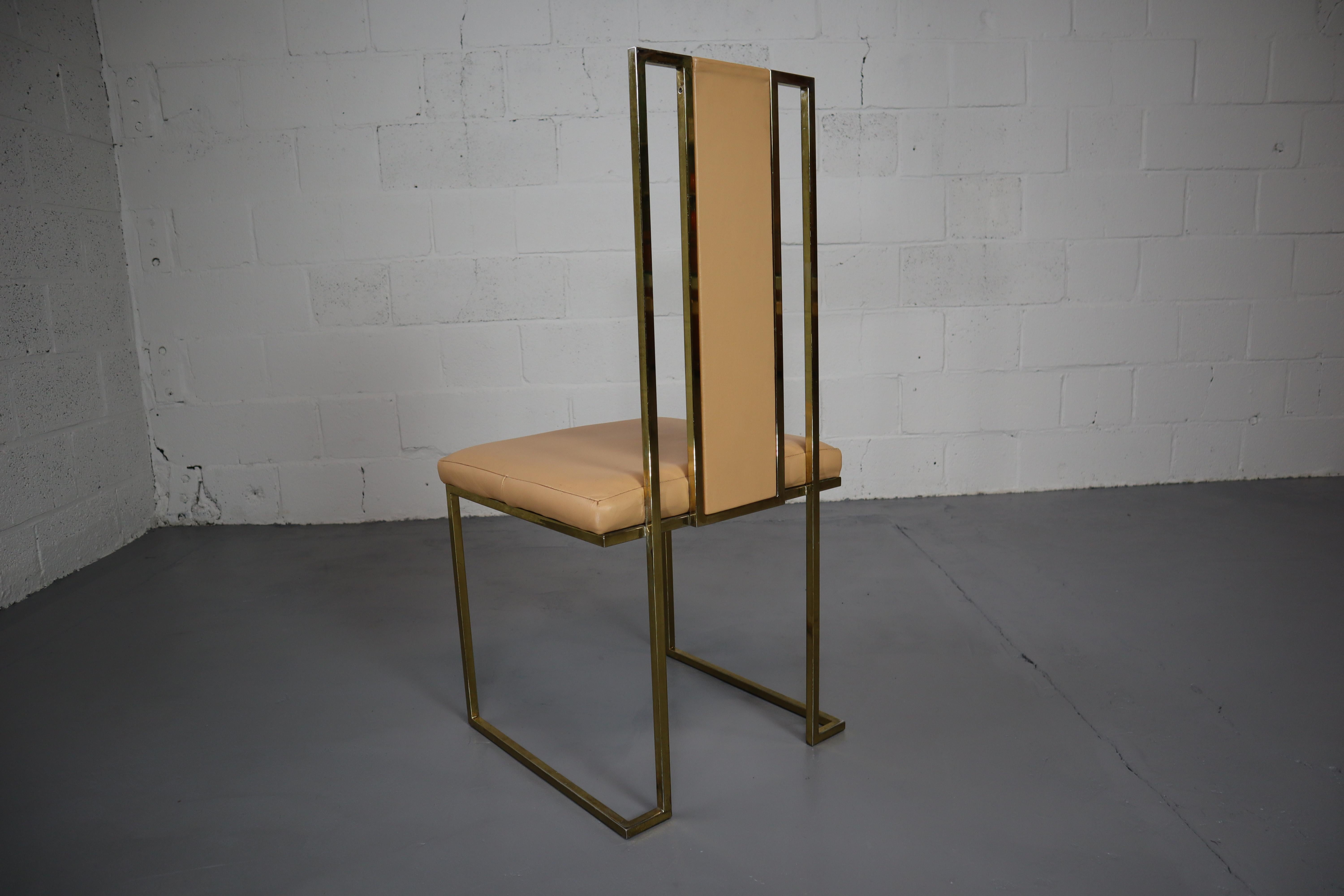 Italian leather, brass and glass dining set by Renato Zevi, 1970's For Sale 14