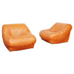 Retro Italian Leather Chairs, 1970s