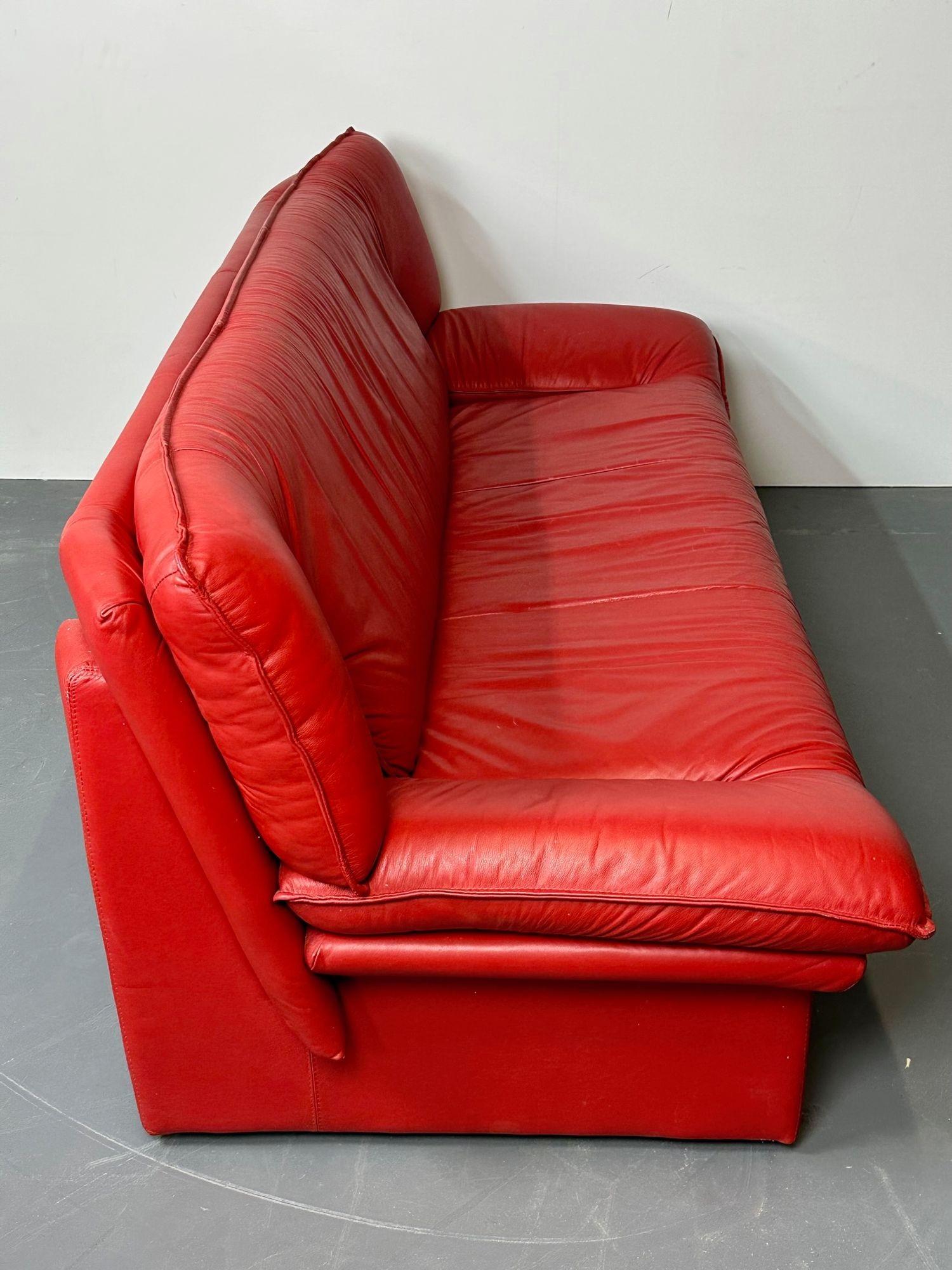 Italian Leather Club Chairs and Sofa, Living Room Set, Bitonto, Double Cushions 7