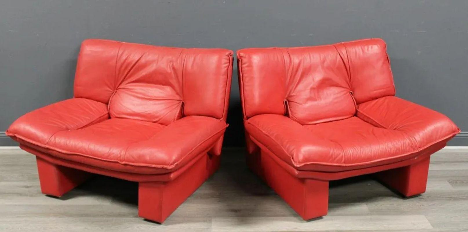 Modern Italian Leather Club Chairs and Sofa, Living Room Set, Bitonto, Double Cushions