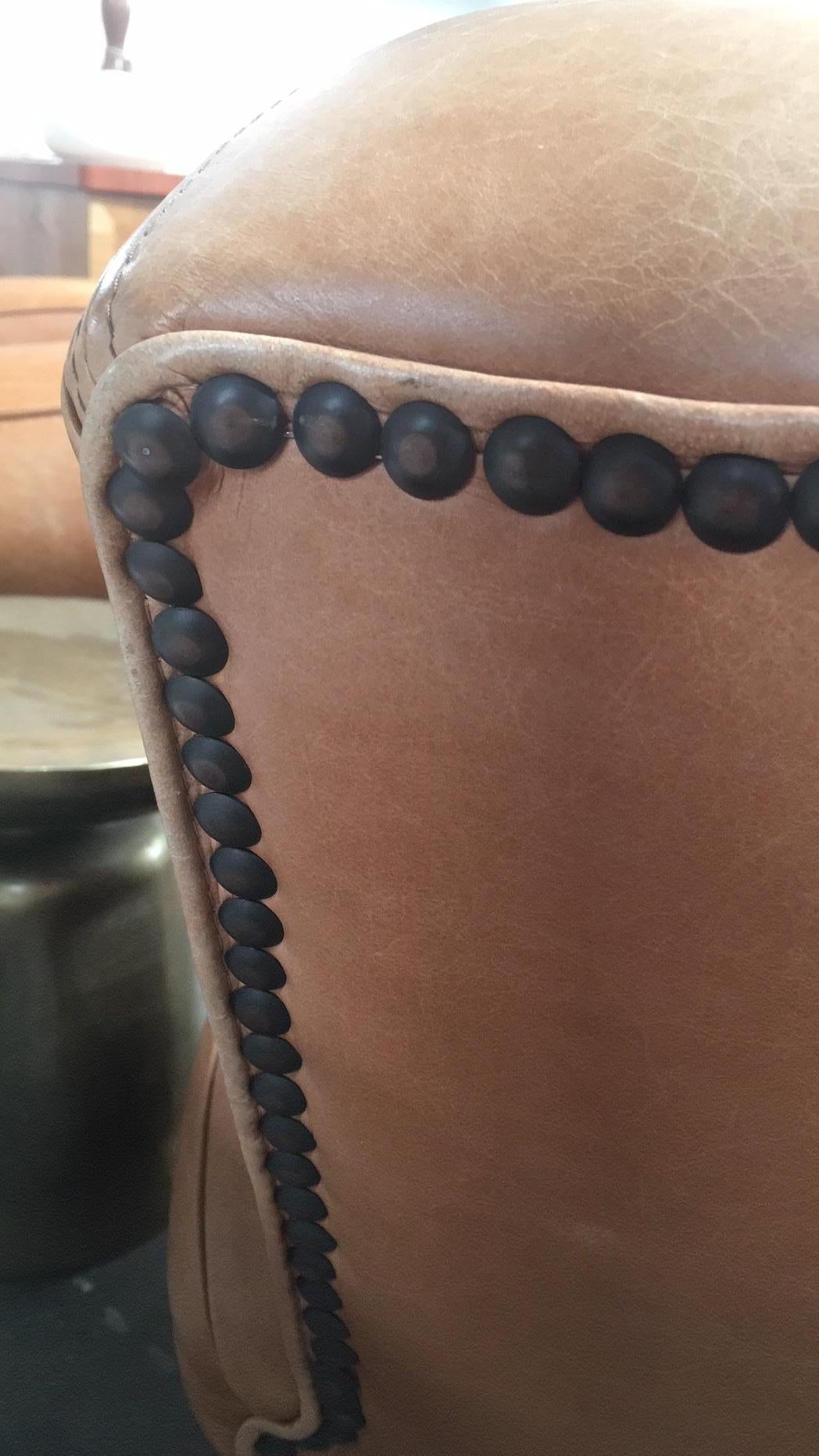 Mid-20th Century Italian Leather Club Chairs with Studded Back