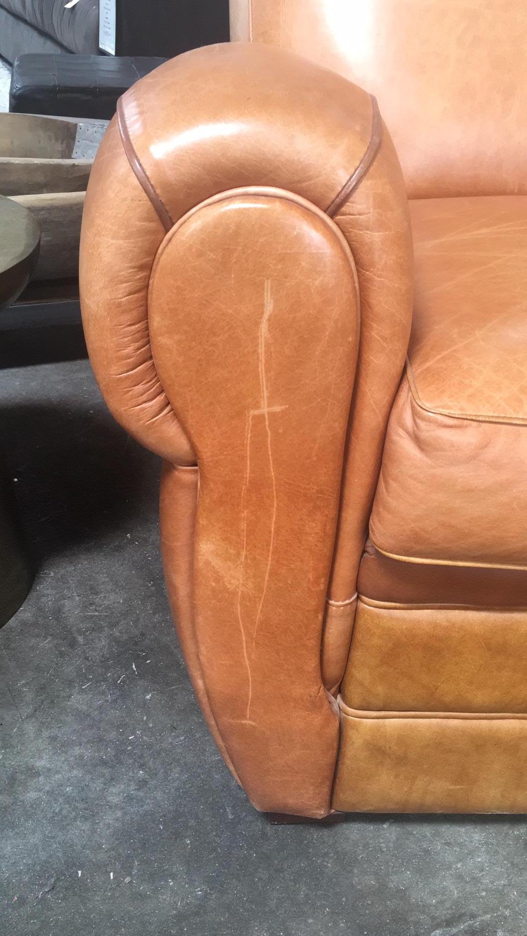 Italian Leather Club Chairs with Studded Back 1