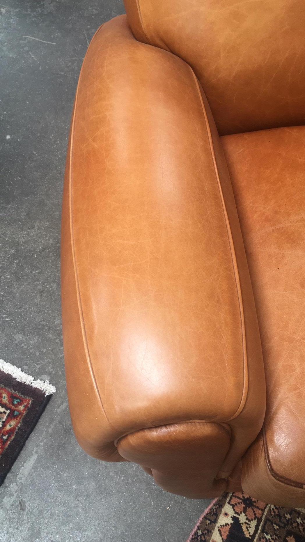 Italian Leather Club Chairs with Studded Back 3