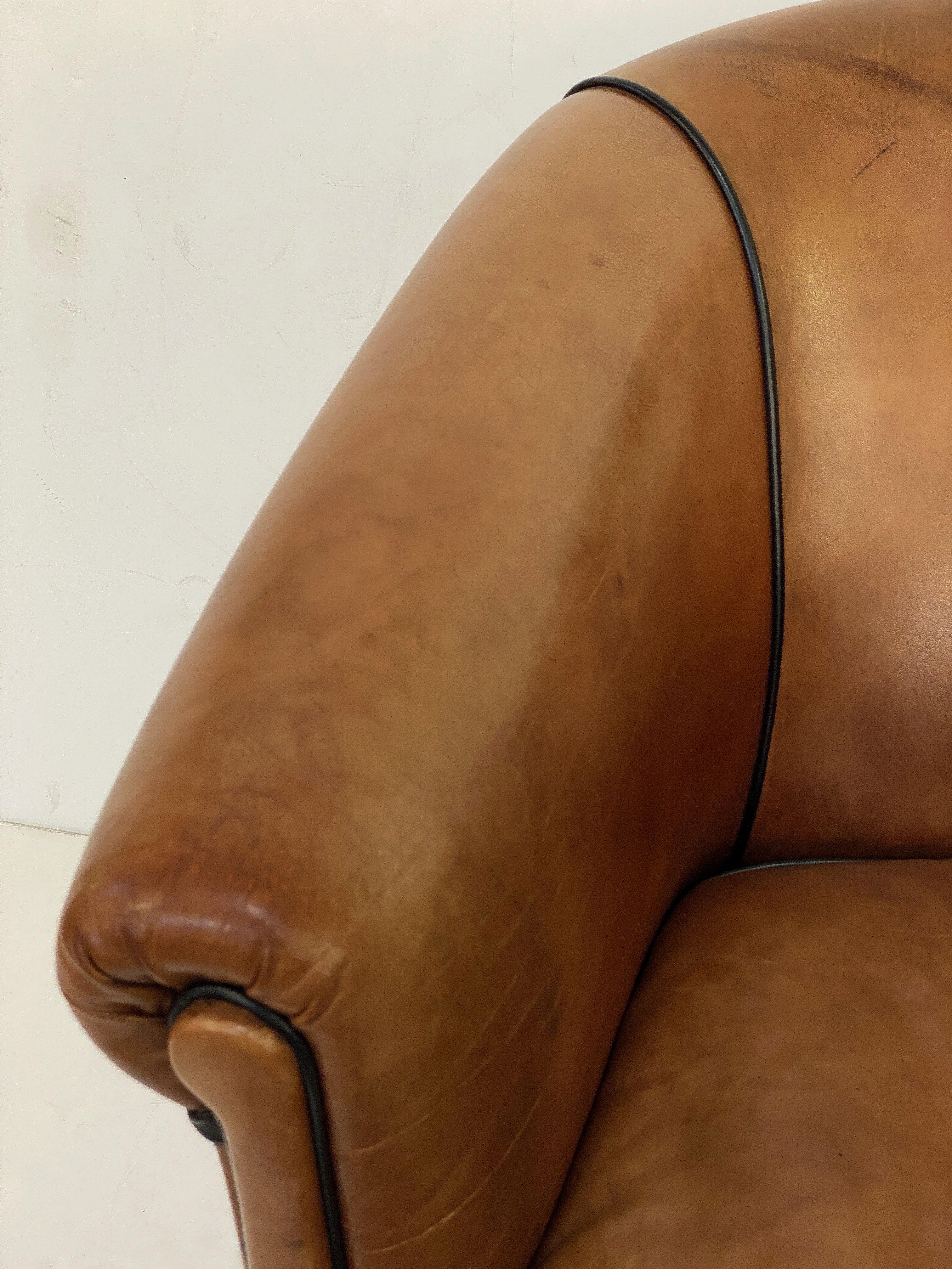 Italian Leather Club or Lounge Chairs from the Art Deco Era - Two Available 5