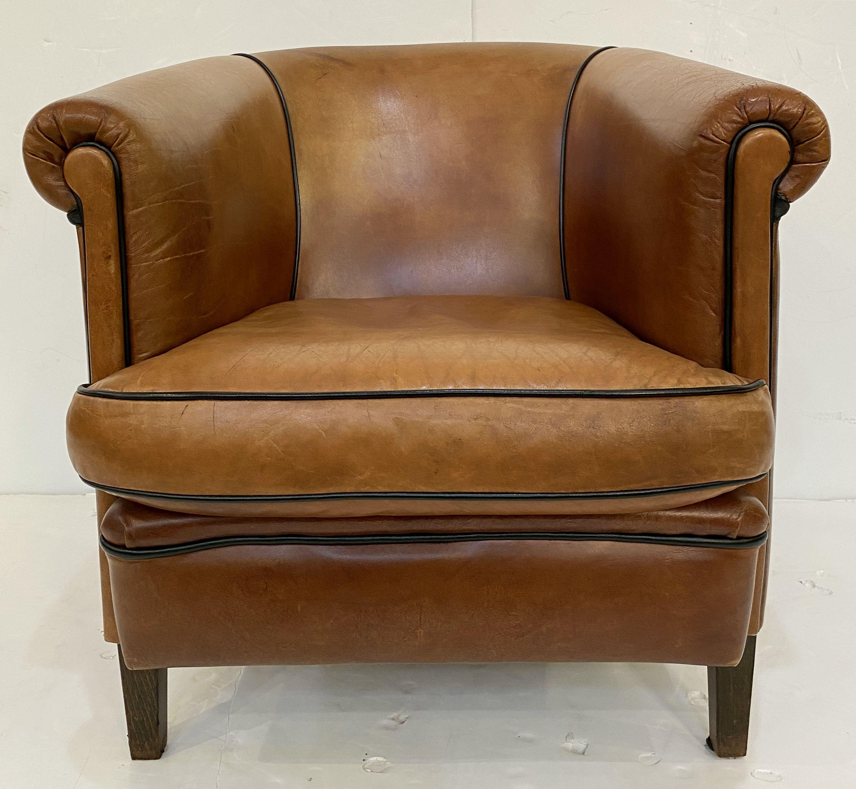 Italian Leather Club or Lounge Chairs from the Art Deco Era - Two Available 7