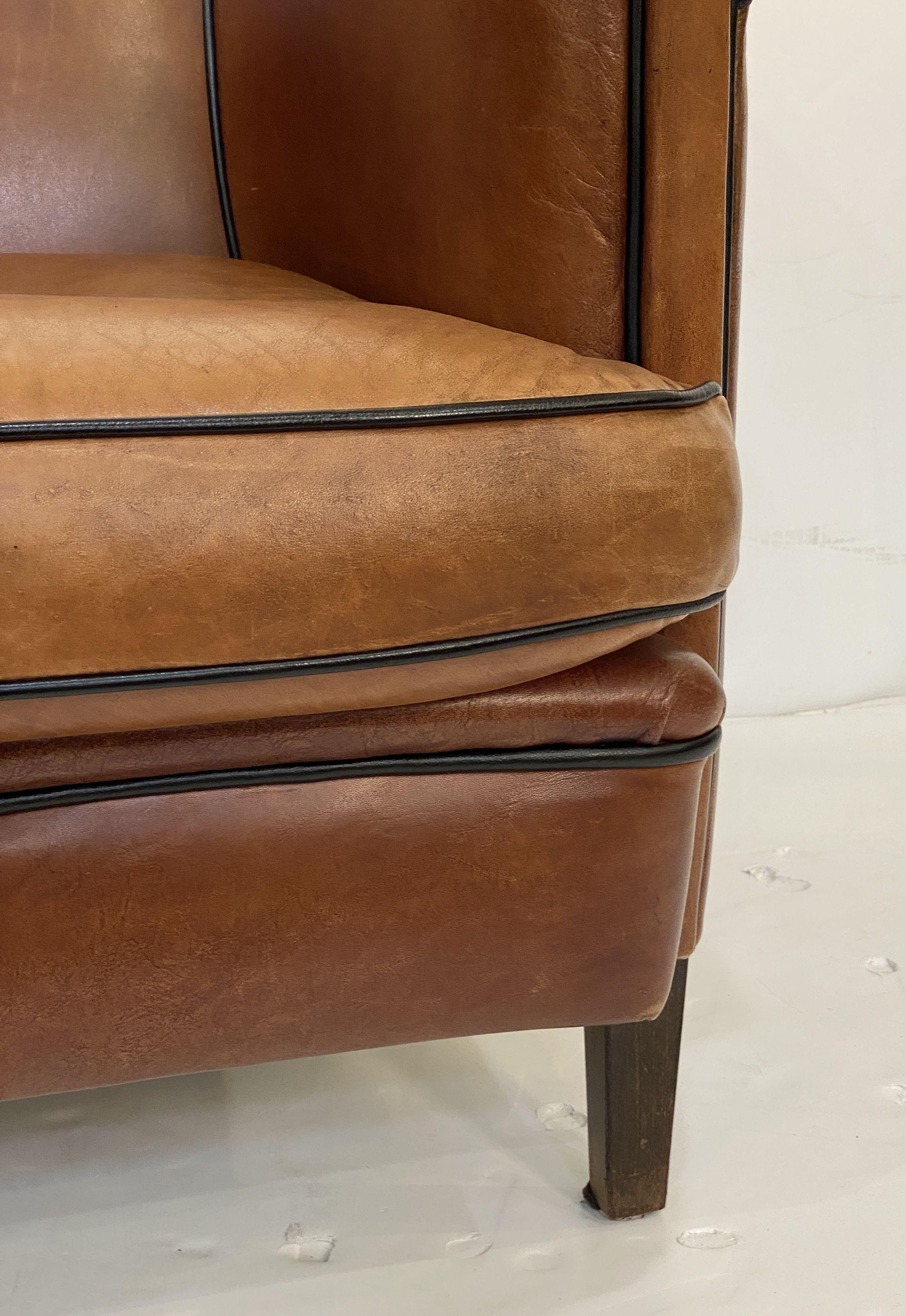 Italian Leather Club or Lounge Chairs from the Art Deco Era - Two Available 9