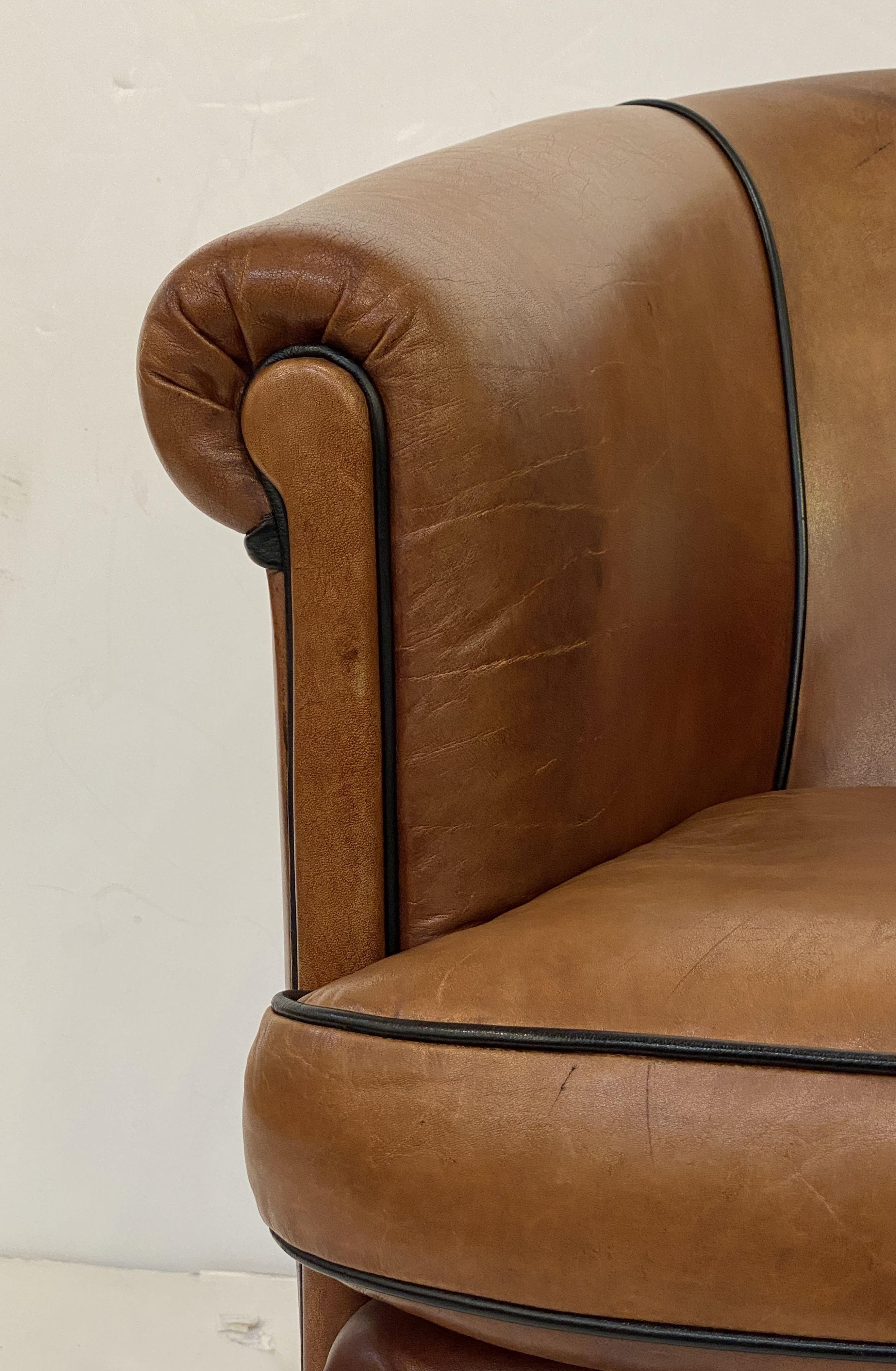 Italian Leather Club or Lounge Chairs from the Art Deco Era - Two Available 10