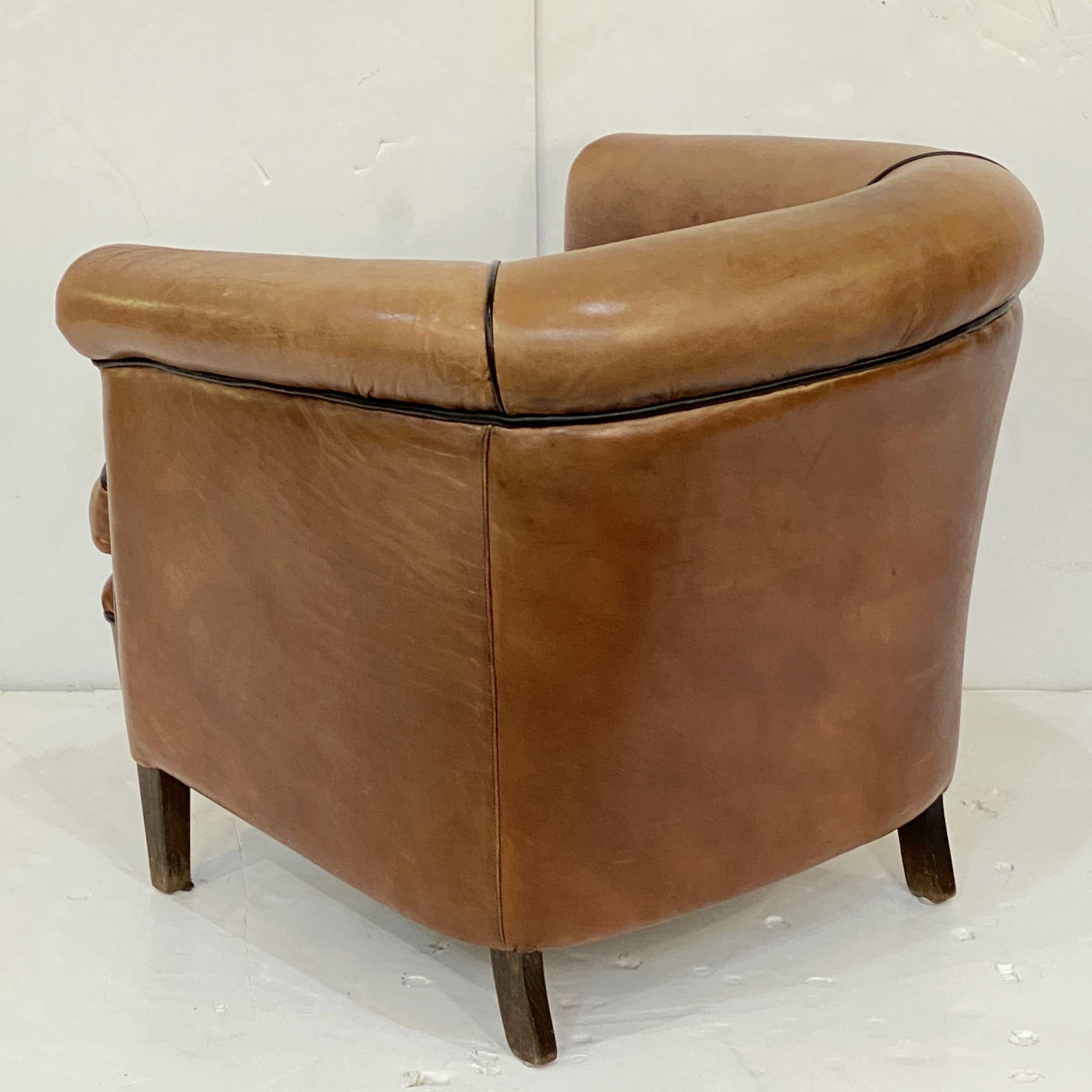Italian Leather Club or Lounge Chairs from the Art Deco Era - Two Available 1