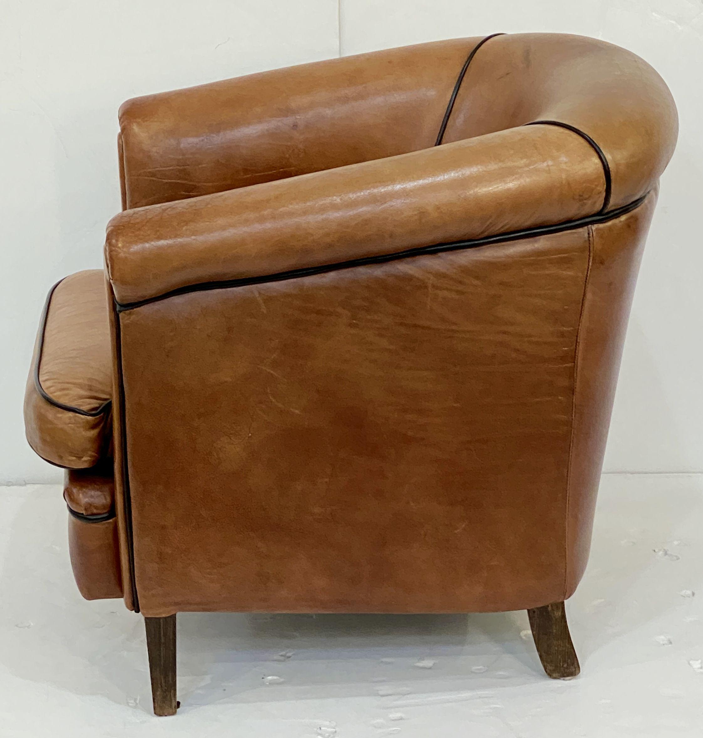 Italian Leather Club or Lounge Chairs from the Art Deco Era - Two Available 2
