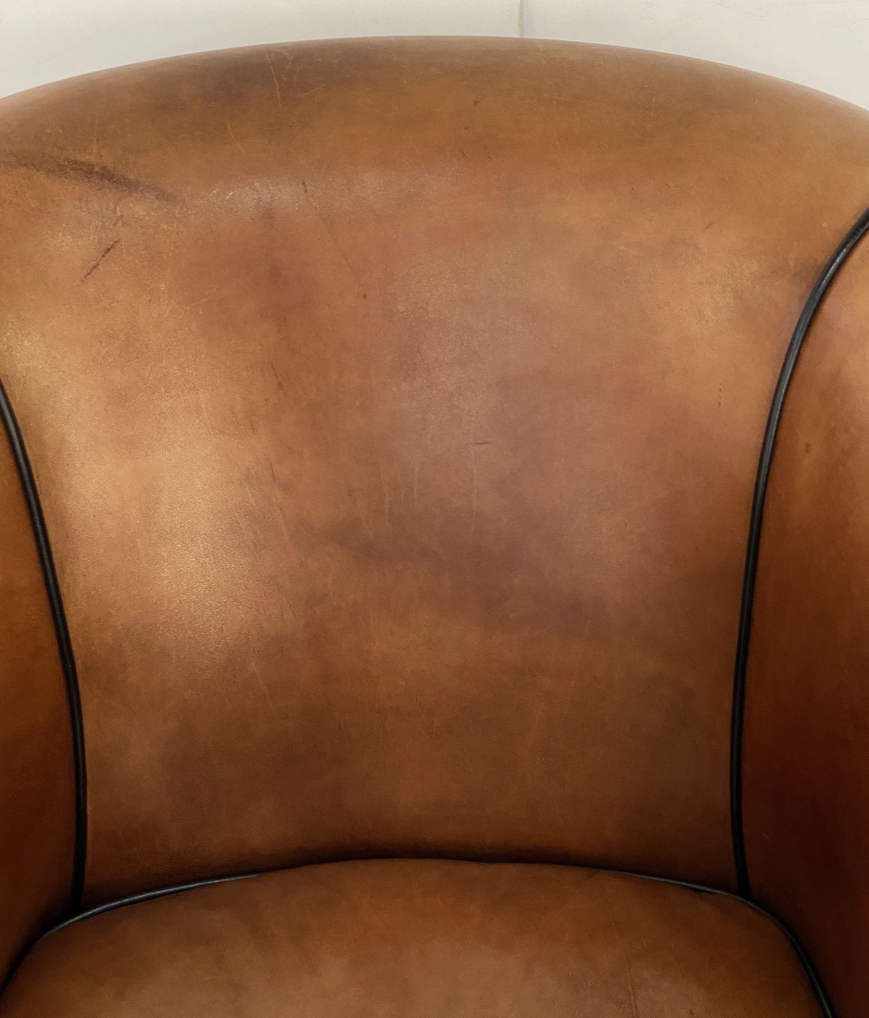 Italian Leather Club or Lounge Chairs from the Art Deco Era - Two Available 3