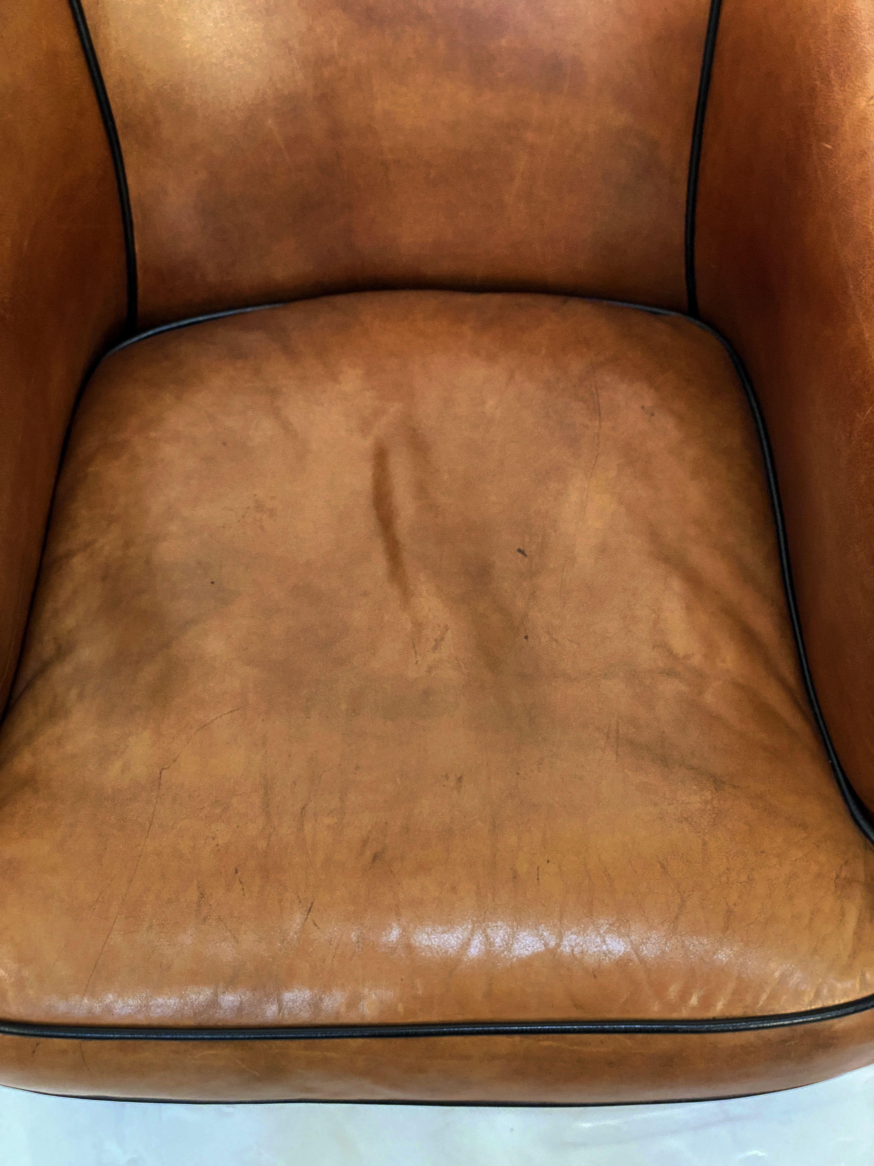 Italian Leather Club or Lounge Chairs from the Art Deco Era - Two Available 4
