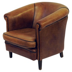 Italian Leather Club or Lounge Chairs from the Art Deco Era - Two Available